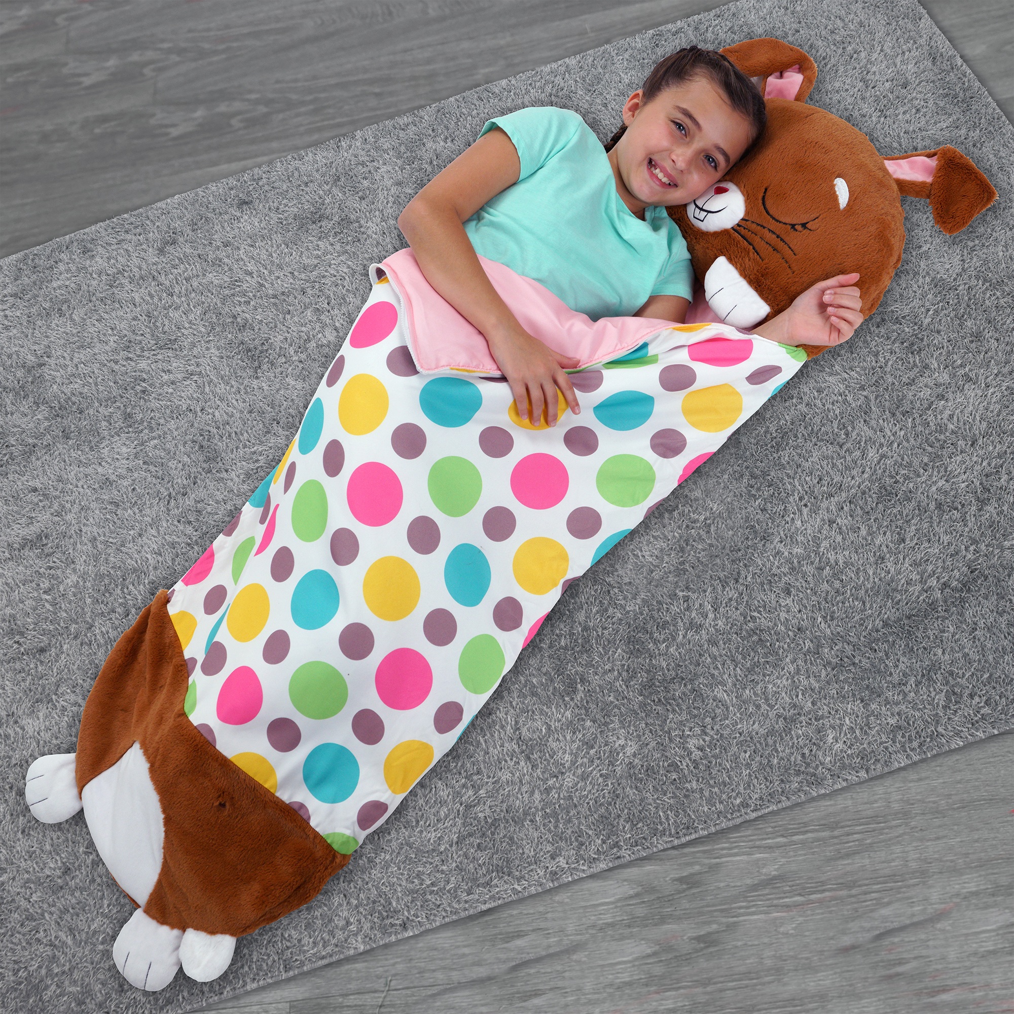 Happy Nappers: Pillow & Sleepy Sack: Medium - Beeples The Brown Bunny - 54 x 20", 2-In-1: Plush Animal Opens To Sleeping Bag, Soft Character, Kids 3+ - Image 6