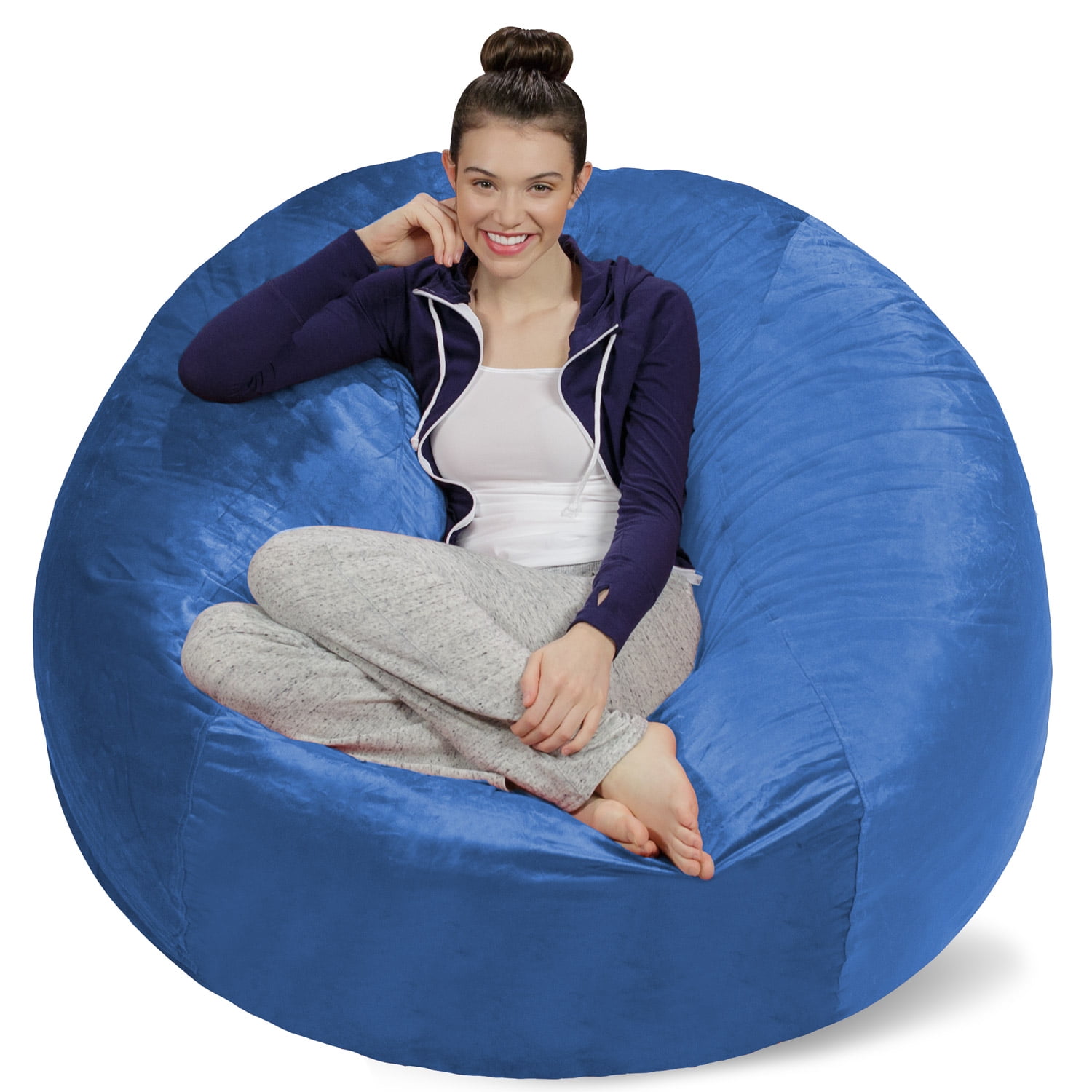 Sofa Sack Bean Bag Chair, Memory Foam Lounger with Microsuede Cover, Kids, Adults, 5 ft, Royal Blue - Image 6