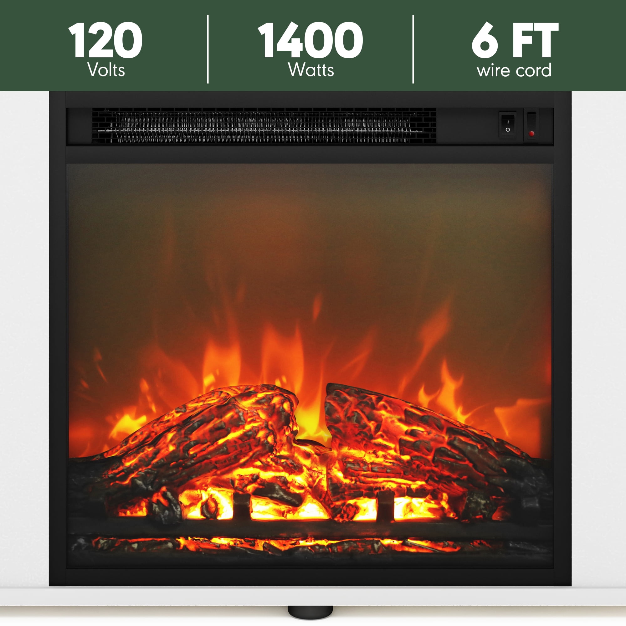 Furinno Montale 60 Inch TV Stand with Fireplace, Solid White - Image 3