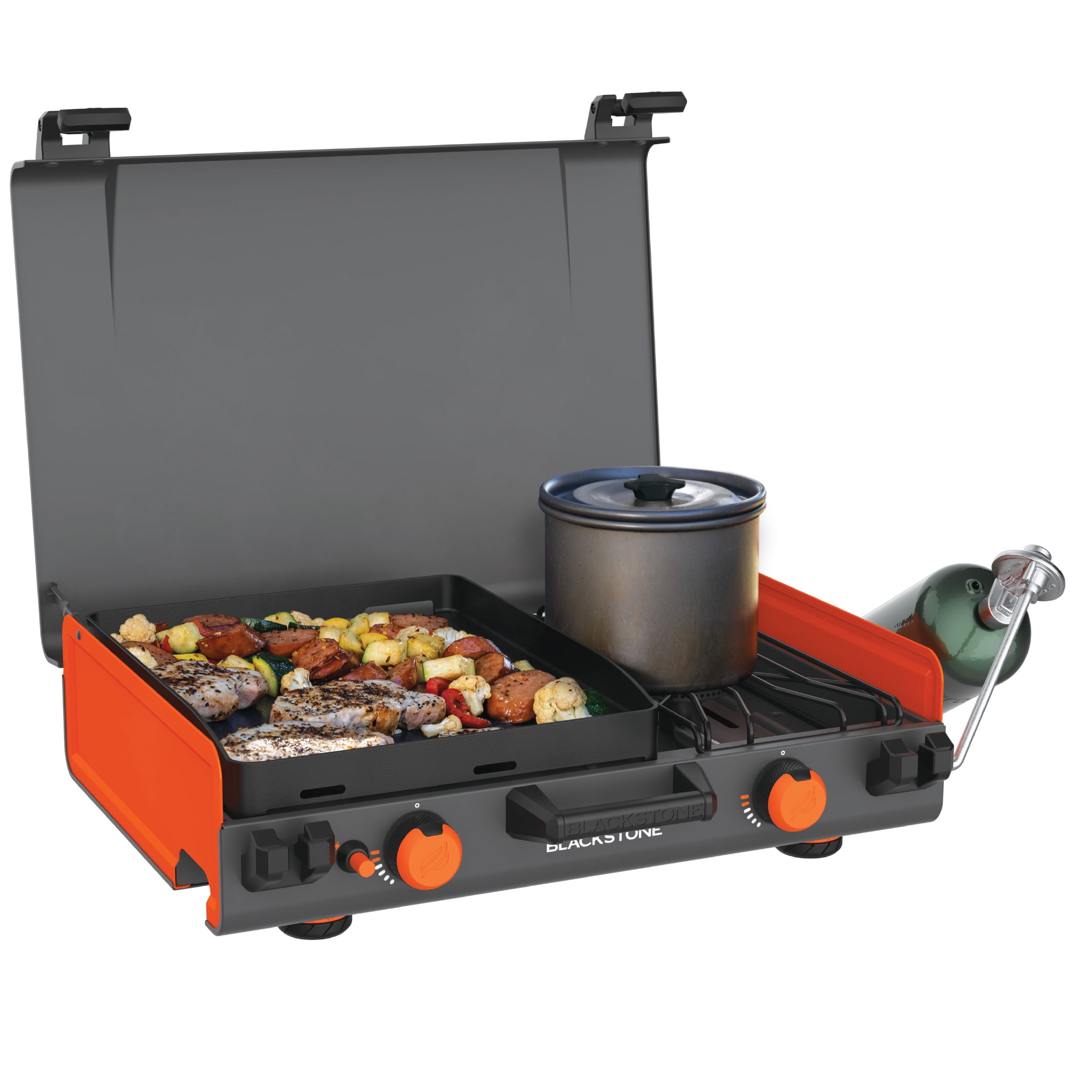 Blackstone Adventure Ready 14” Propane Camping Griddle with Side Burner + Blackstone Griddle Leg Kit with Adjustable Legs and Base, 1-Piece - Image 2