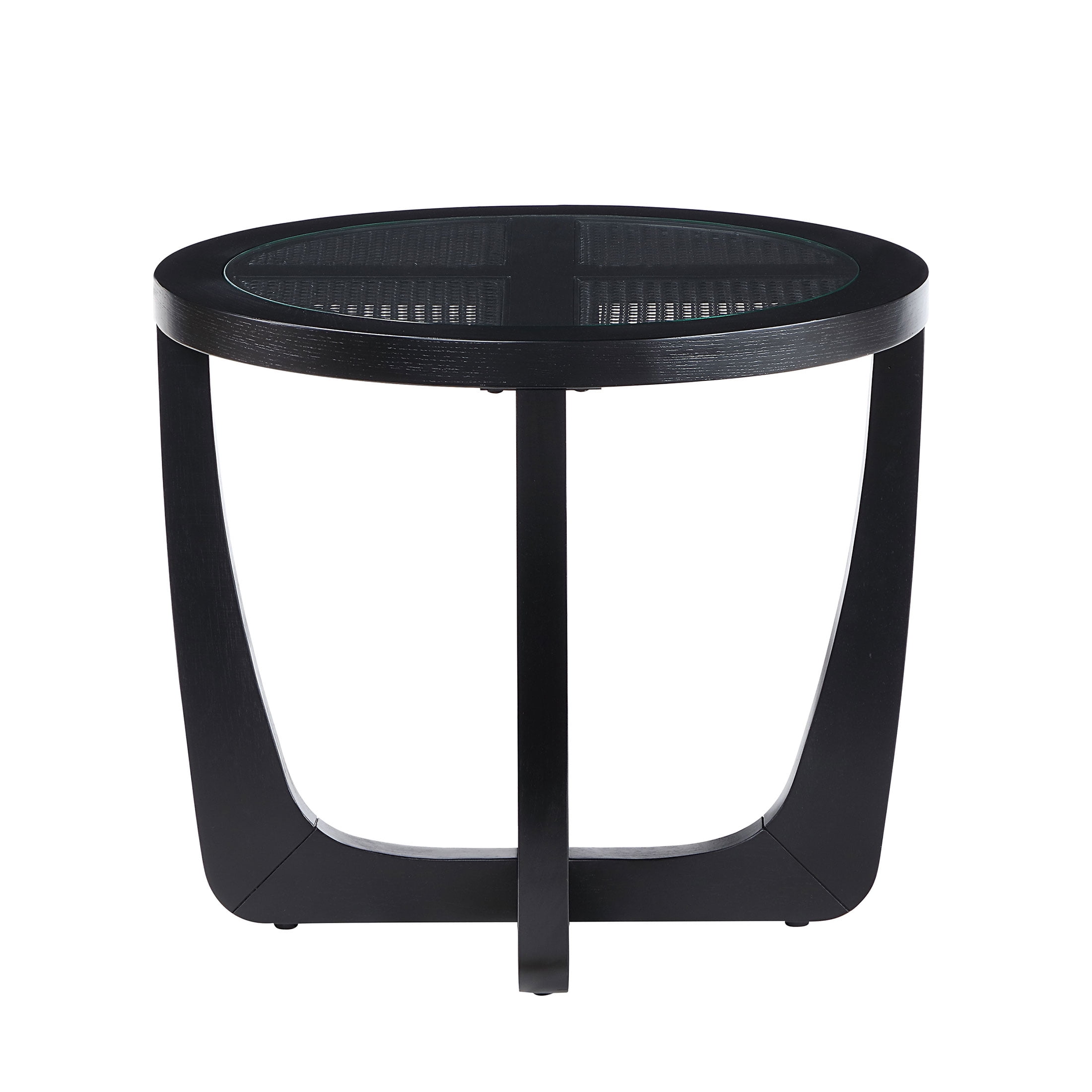 Beautiful Glass Rattan End Table, Black - Image 2