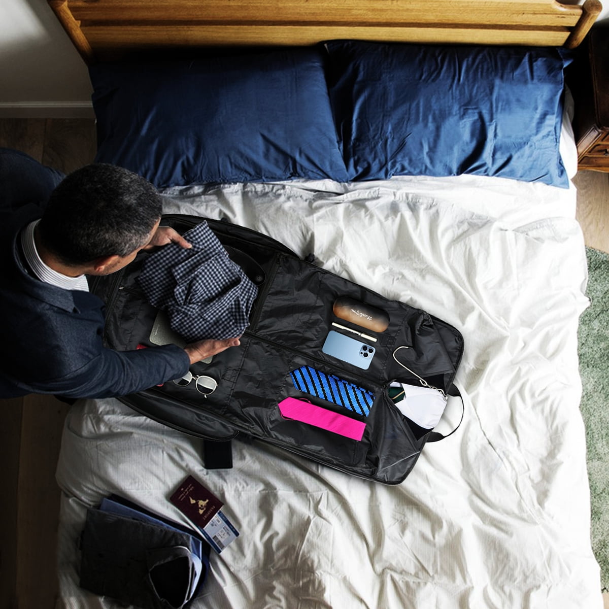 Suit Garment Bag for Travel for Men Women - Suit Case with Shoulder Strap and Rolling Luggage Attachment Point in Black, Perfect for Your Suit - Image 10