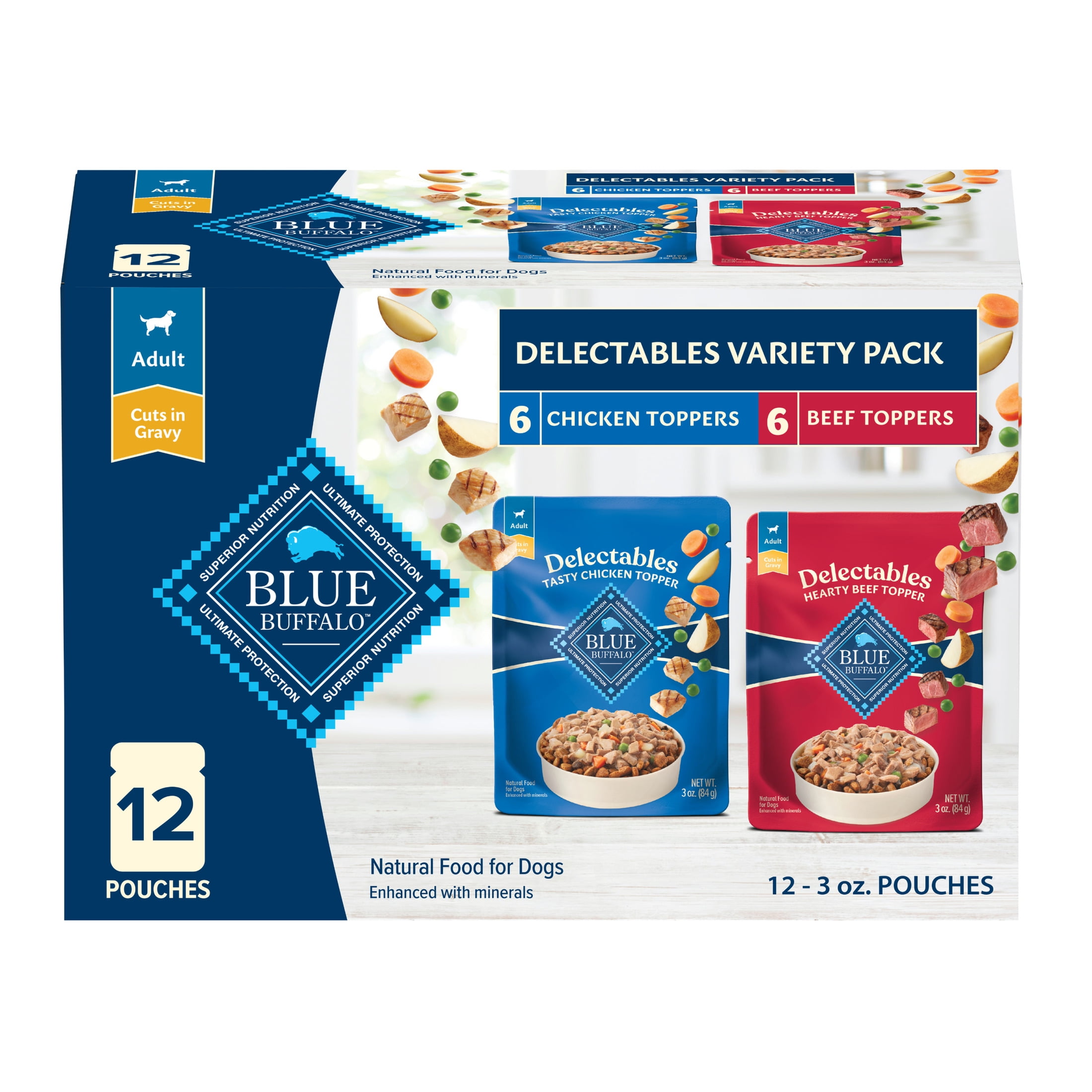 (4 pack) Blue Buffalo Delectables Natural Wet Dog Food Variety Pack, Chicken & Beef, 3-oz. (12ct) - Image 2