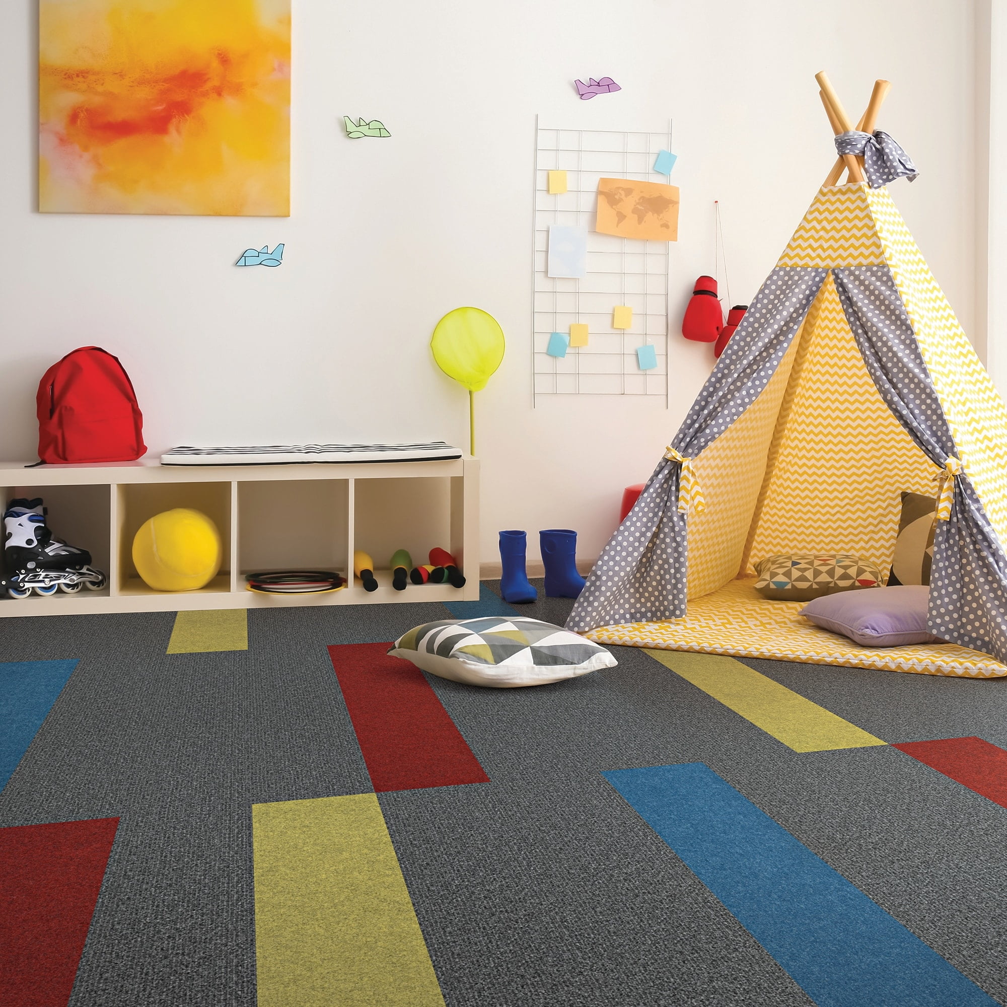 Foss Floors Mocha 36'’ x 9’' Peel and Stick Accent Indoor/Outdoor Carpet Tile Plank 8 Piece - Image 2