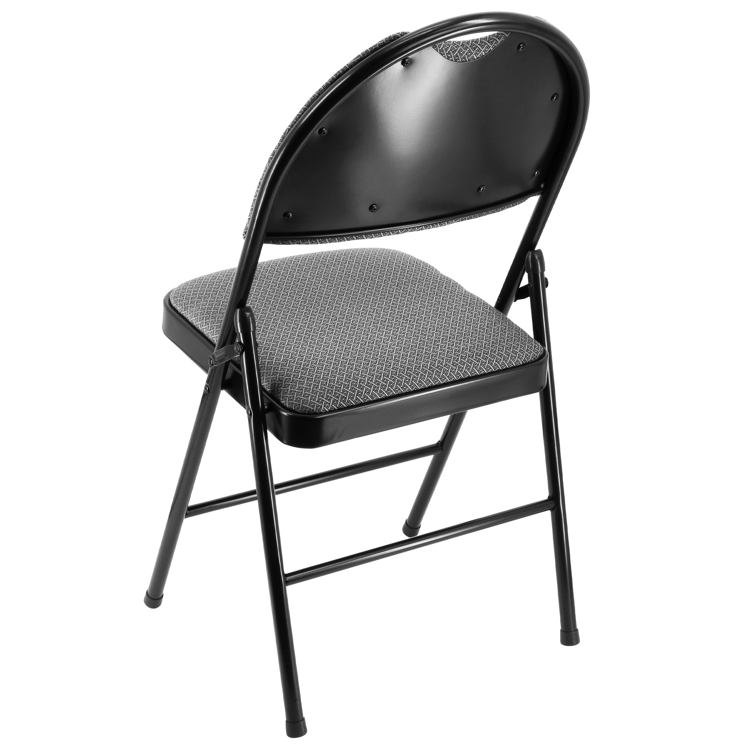 Elama 4 Piece Metal Folding Dinner Chair with Padded Seats and Top Handle in Gray - Image 4