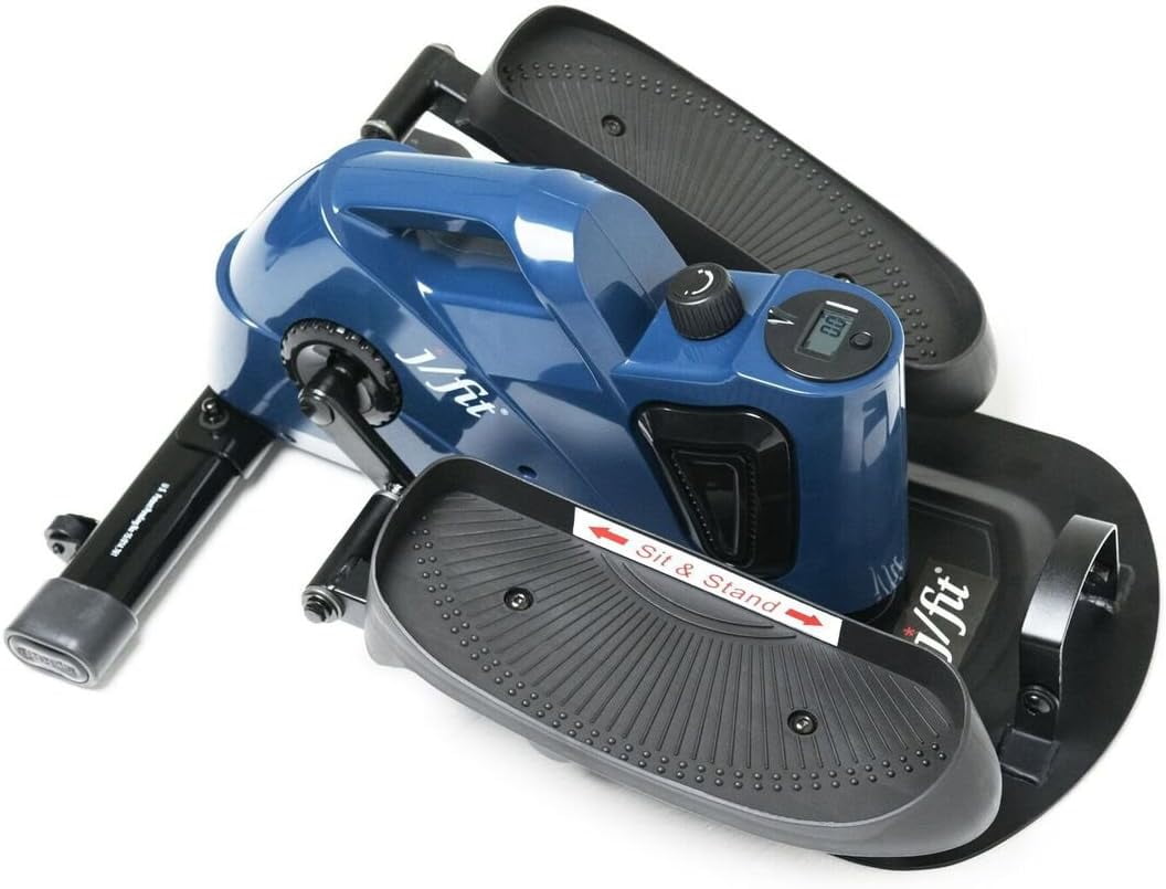 JFIT Under Desk and Stand Up Mini Elliptical/Stepper w/Adjustable Angle, Navy/Black - Image 2