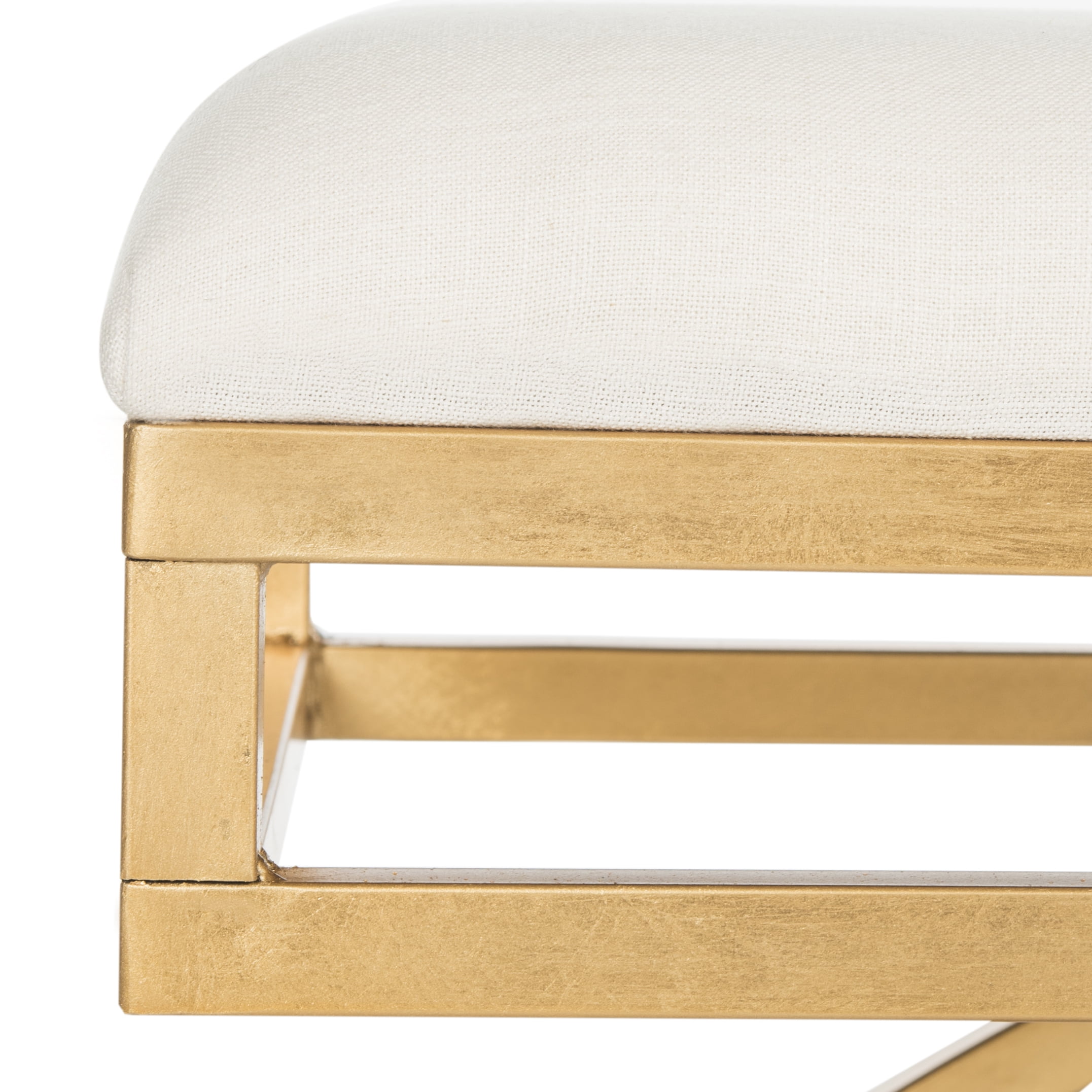 SAFAVIEH Moon Arc Modern Glam Solid Bench, Light Beige/Gold - Image 3