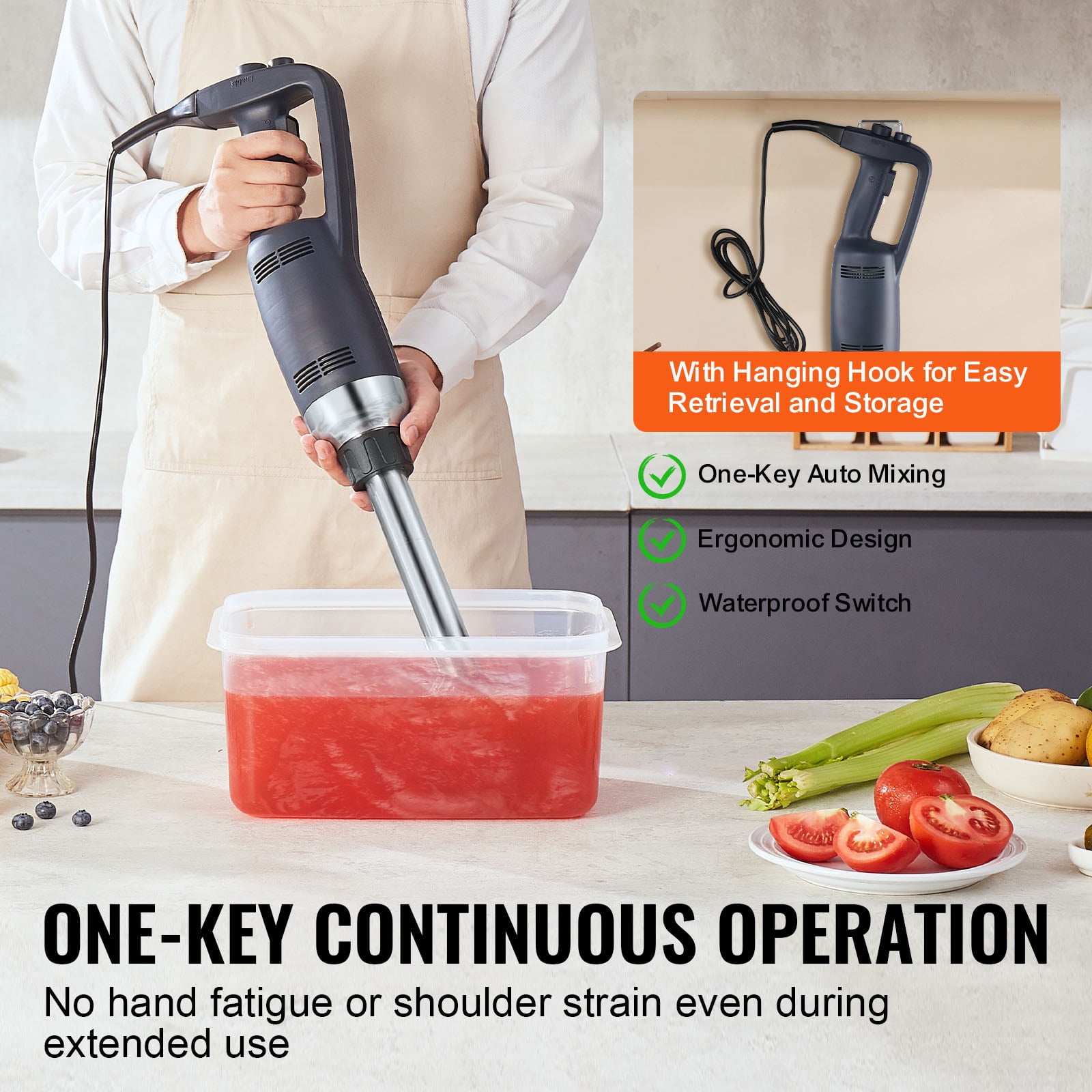 KFFKFF Professional Handheld Blender, 350W Robust Motor, 12-inch Adjustable Speed, Stainless Steel Blade, Versatile Stick Mixer for Soups, Sauces, and Creams - Image 5