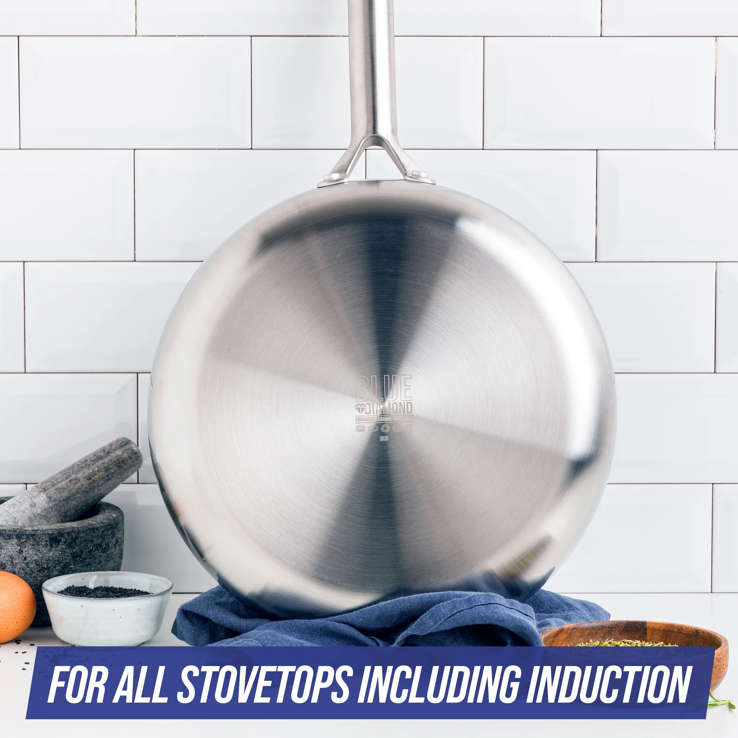 Blue Diamond 9.5in and 11in Nonstick Oven Safe Triple Steel Ceramic Frying Pan Set - Image 2