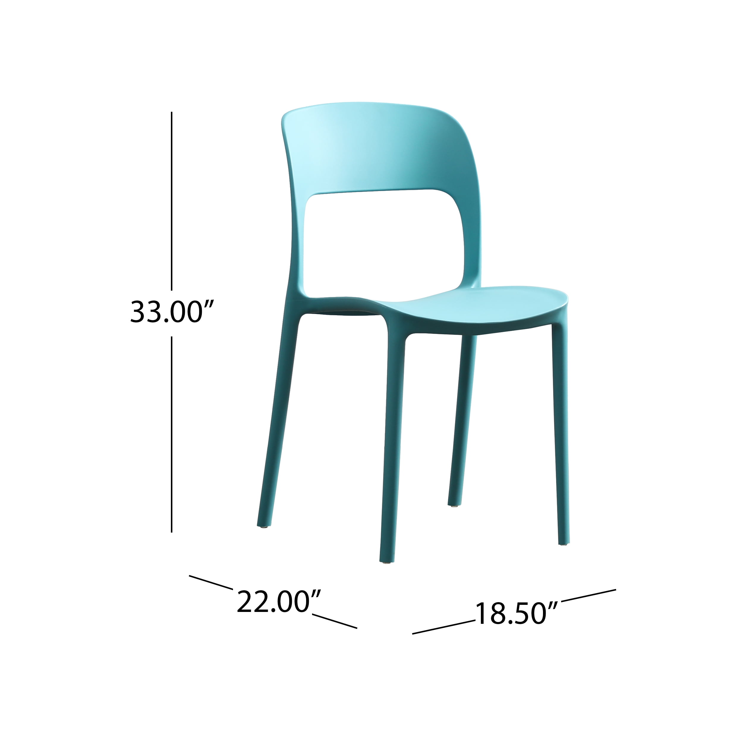 Tatiana Outdoor Plastic Chairs, Set of 2, Teal - Image 3