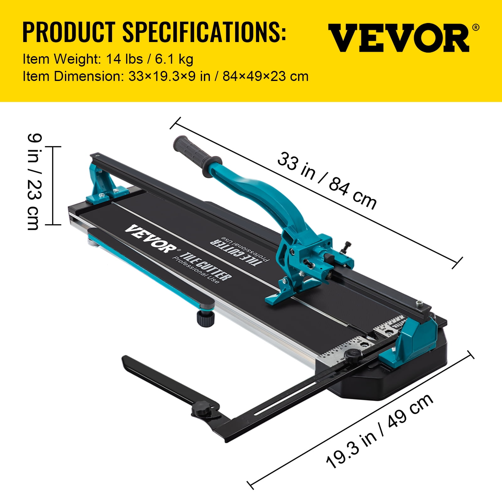 VEVOR 24 inch Tile Cutter Single Rail Double Brackets Manual Tile Cutter 3/5 inch Cap w/Precise Laser Manual Tile Cutter Tools for Precision Cutting - Image 7