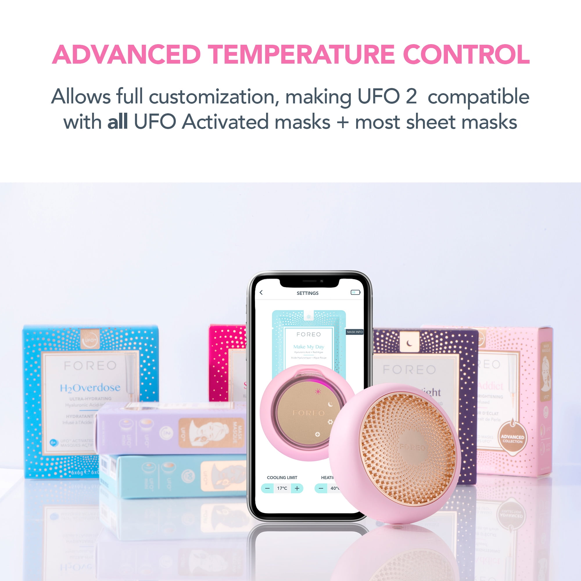 FOREO UFO 2 Supercharged 2-minute Full Facial Skincare Device for all skin types - Pearl Pink - Image 9