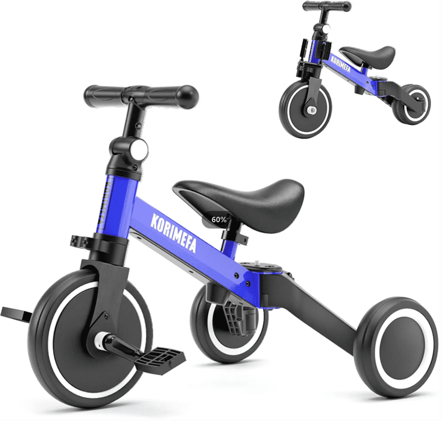 KORIMEFA 5 in 1 Toddler Bike for 1-4 Years Old Kids, Kids Trike Tricycle for Balance Training, Baby Bike Toys Gift for Boy & Girl - Image 8