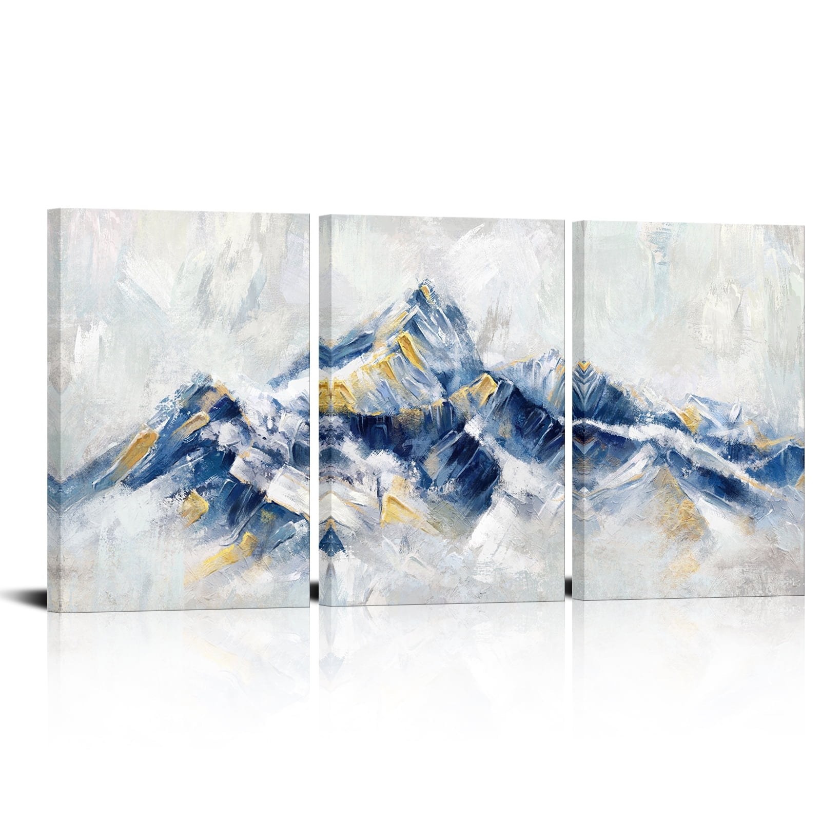Visual Art Decor Blue Decor Large Abstract Framed Canvas Wall Art 3 Piece Mountain Landscape Bedroom Living Room Home Decorations Paintings Pictures Prints Modern Artwork 16"x 24"x 3 Pcs - Image 3