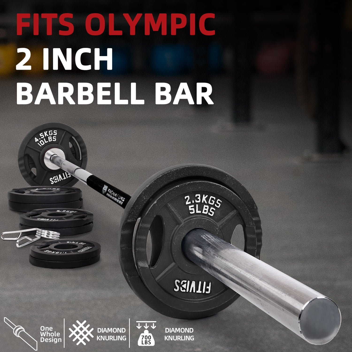 BalanceFrom 85LB Olympic Weight Set,with Barbell,Cast Iron Plates (2x2.5LB, 2x5LB, 2x10LB, 2x25LB) and Barbell Locks,for Strength Training & Home Gym - Image 4