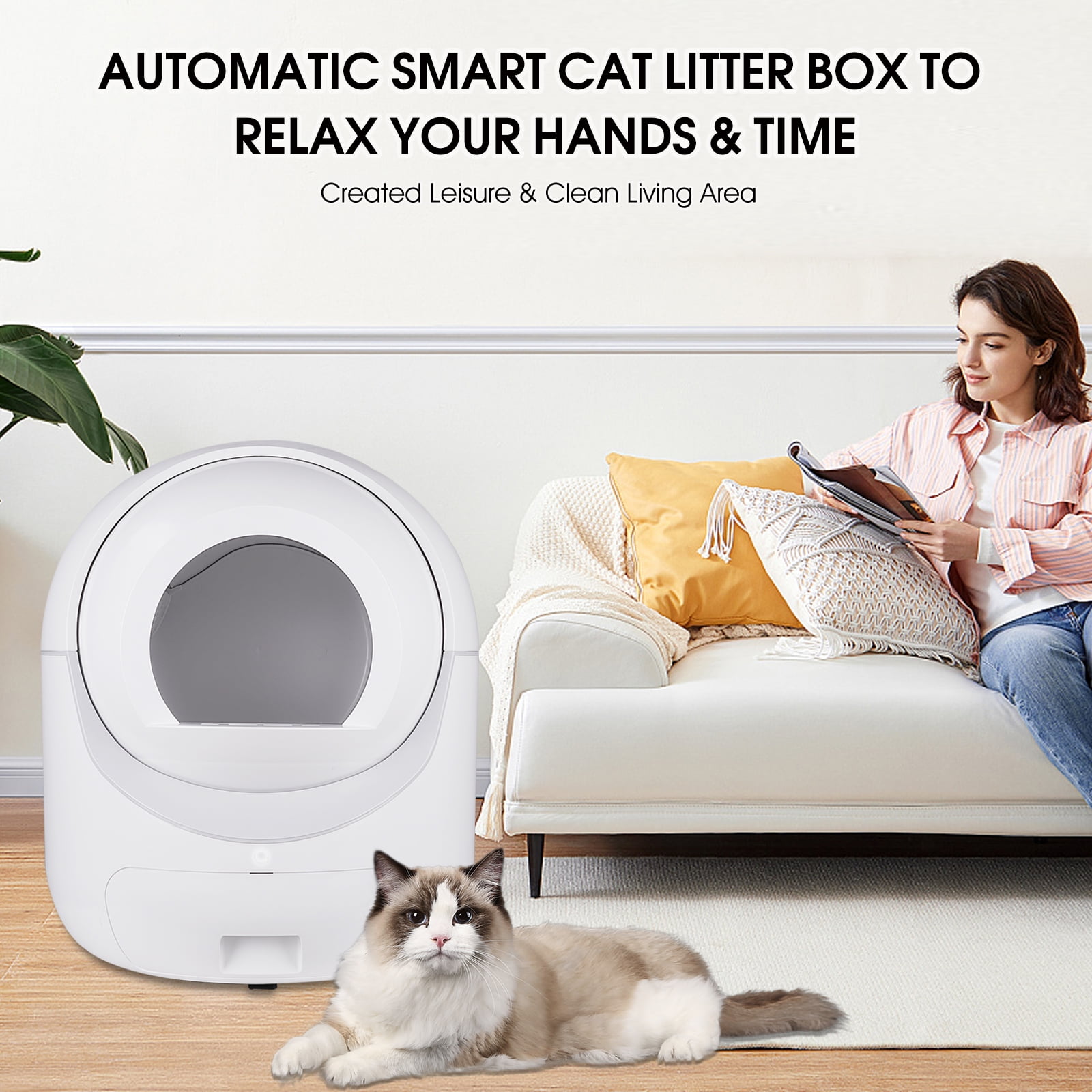Smart Automatic Cat Litter Box, Self Cleaning Litter Box, App Control, Support 5G & 2.4G WiFi for Multiple Cats - Image 2