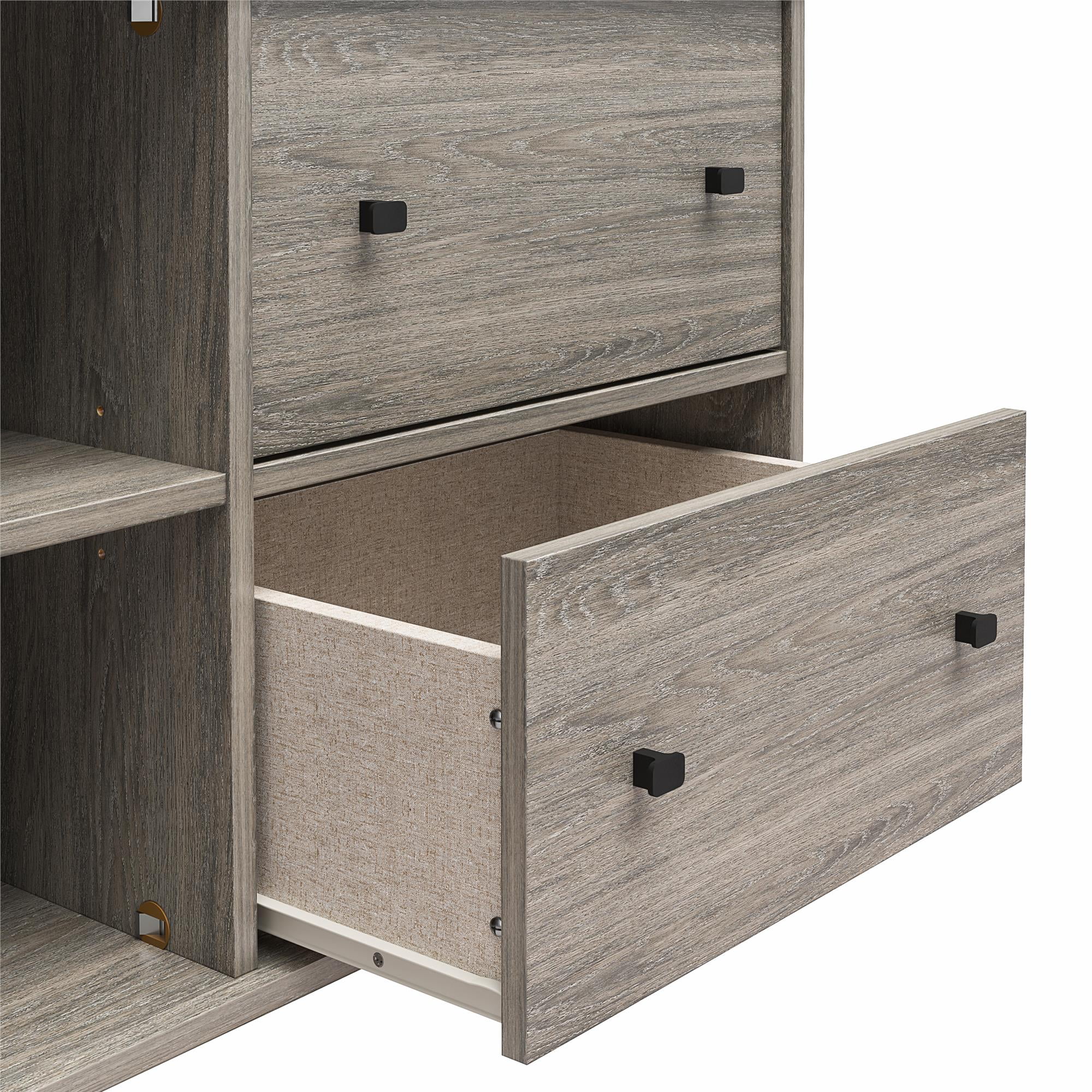 Novogratz Kalissa Wide Nightstand with Wireless Charger, Gray Oak with Black - Image 10