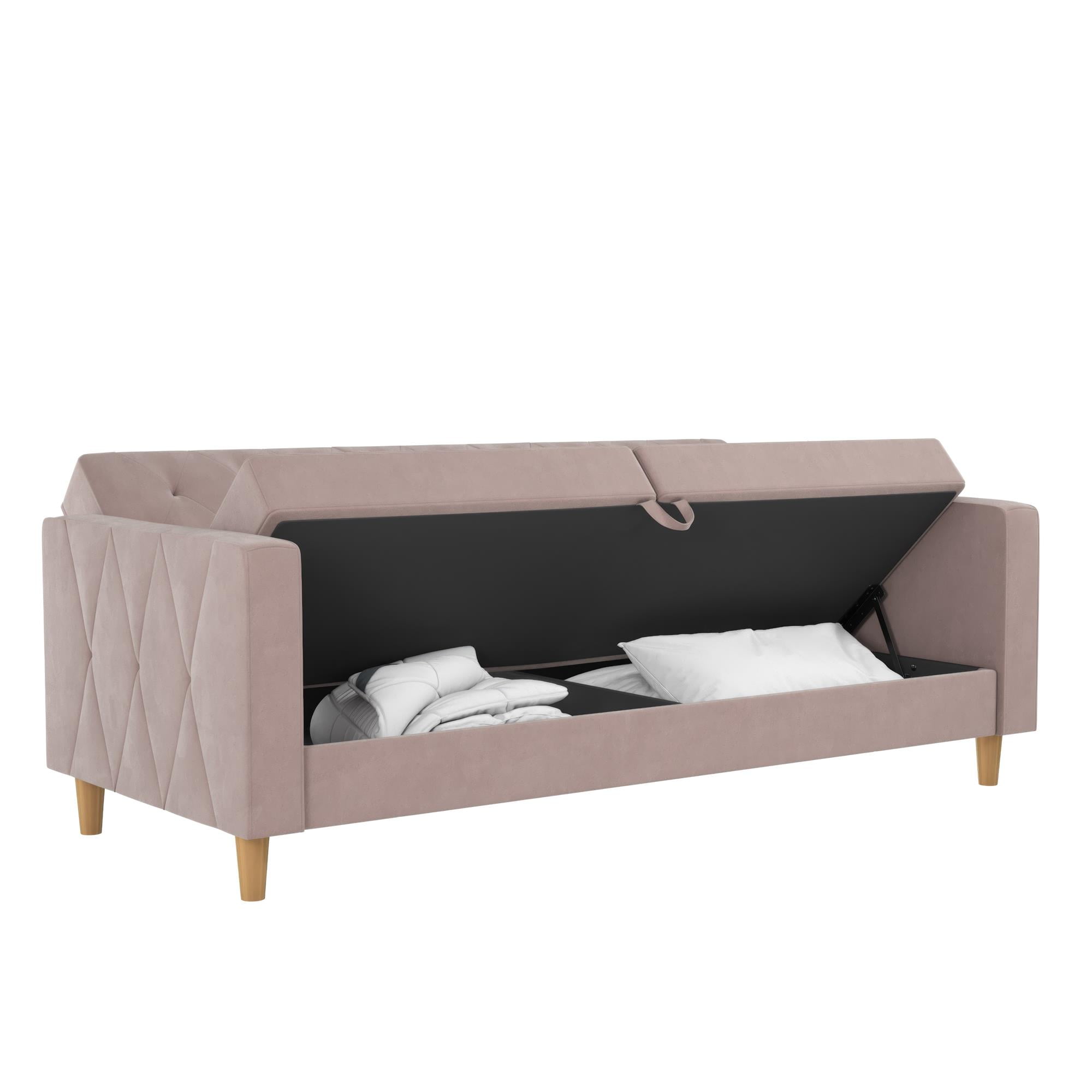 CosmoLiving Liberty Futon with Storage, Blush Velvet - Image 9