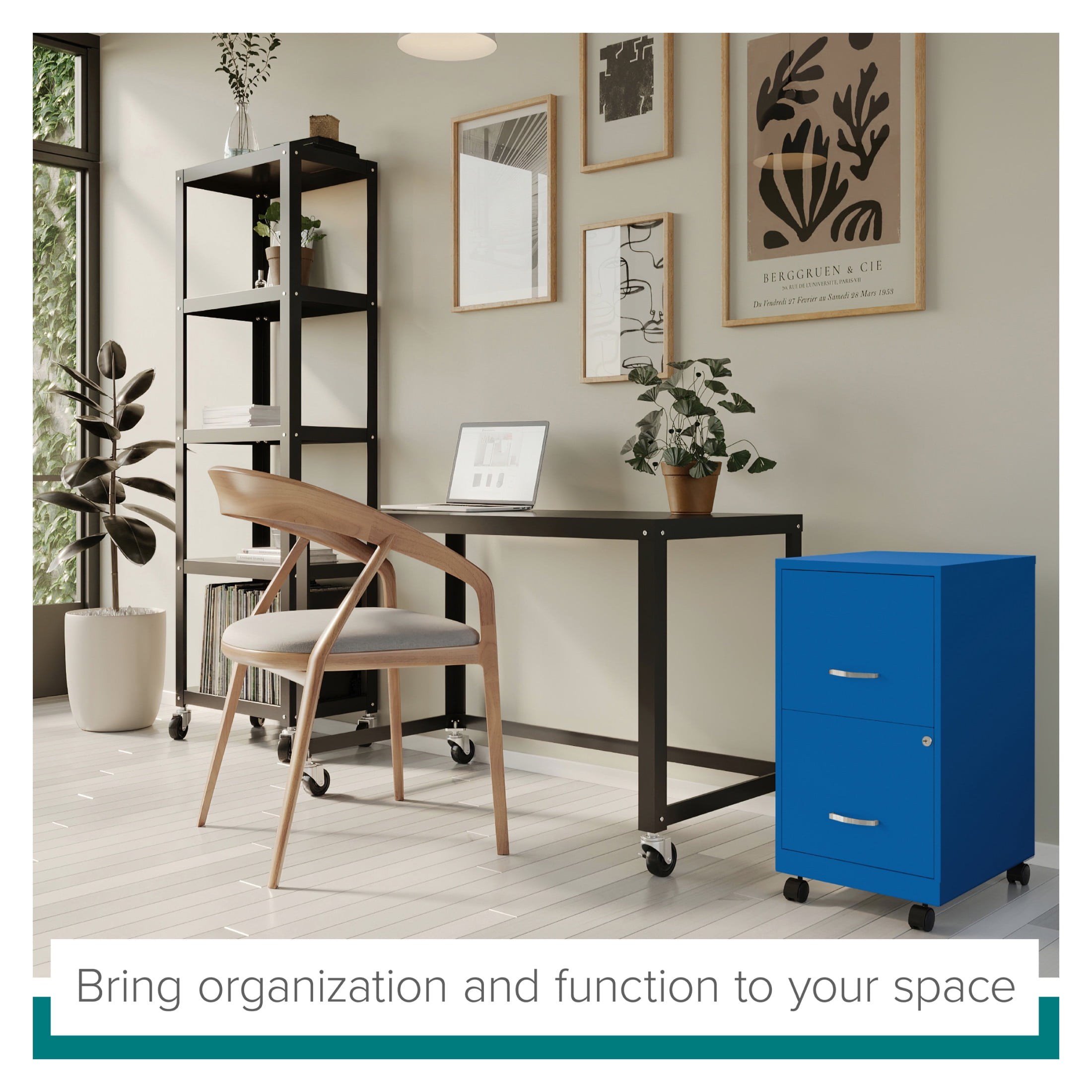 Space Solutions 18" Deep 2 Drawer Mobile Letter Width Vertical File Cabinet, Blue - Image 6