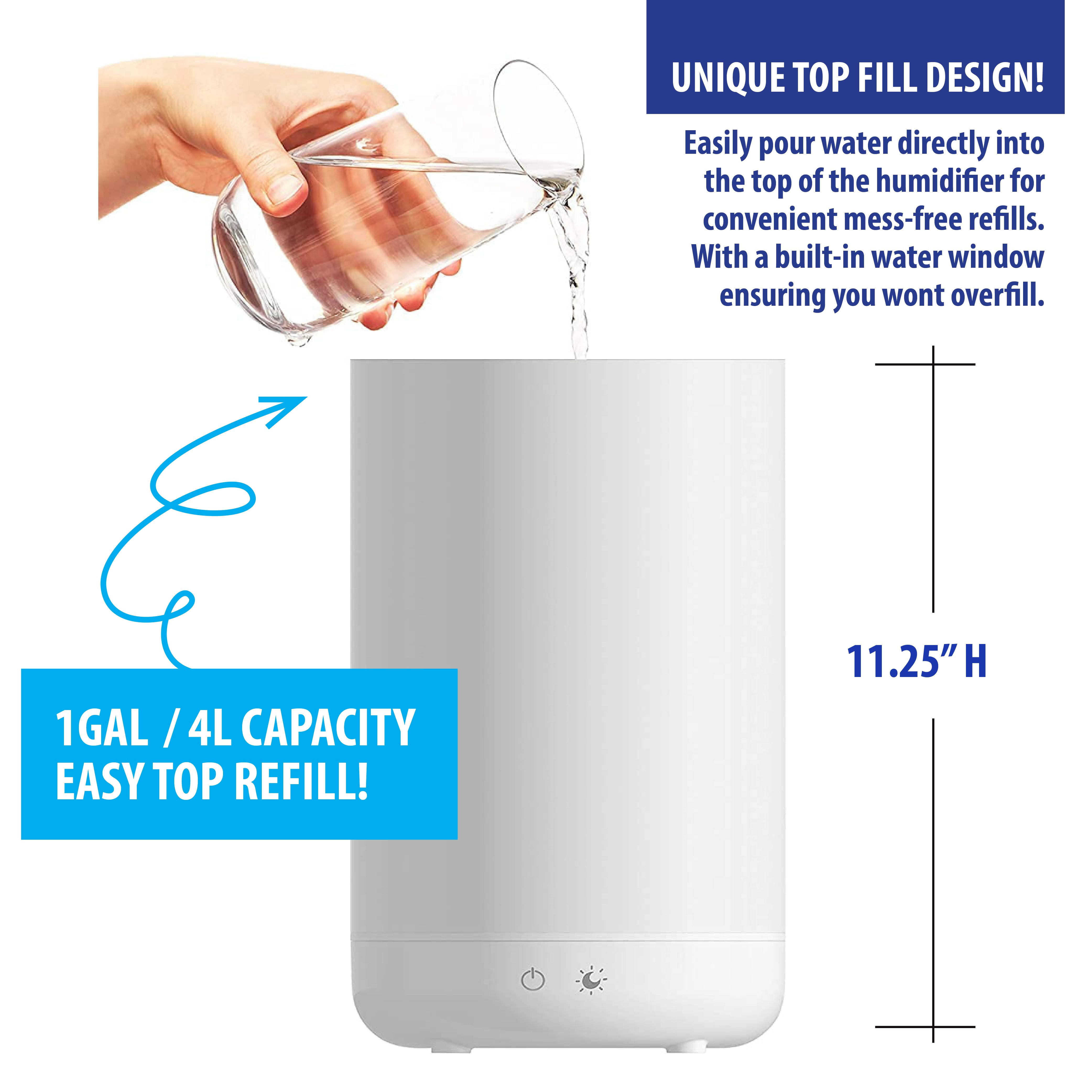 Bell + Howell Humidifier Essential Oil Aroma Diffuser 4L Cool Mist Air Humidifier for Room Top Fill Ultrasonic Multi-Color - Image 6