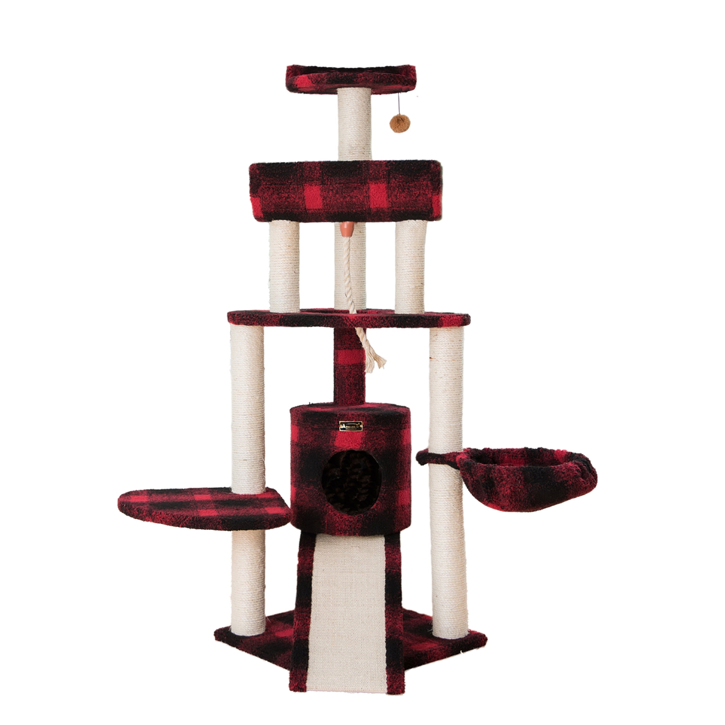 Armarkat real wood Cat Tree Model B5806, Black & Red Tartan Plaid - Image 2