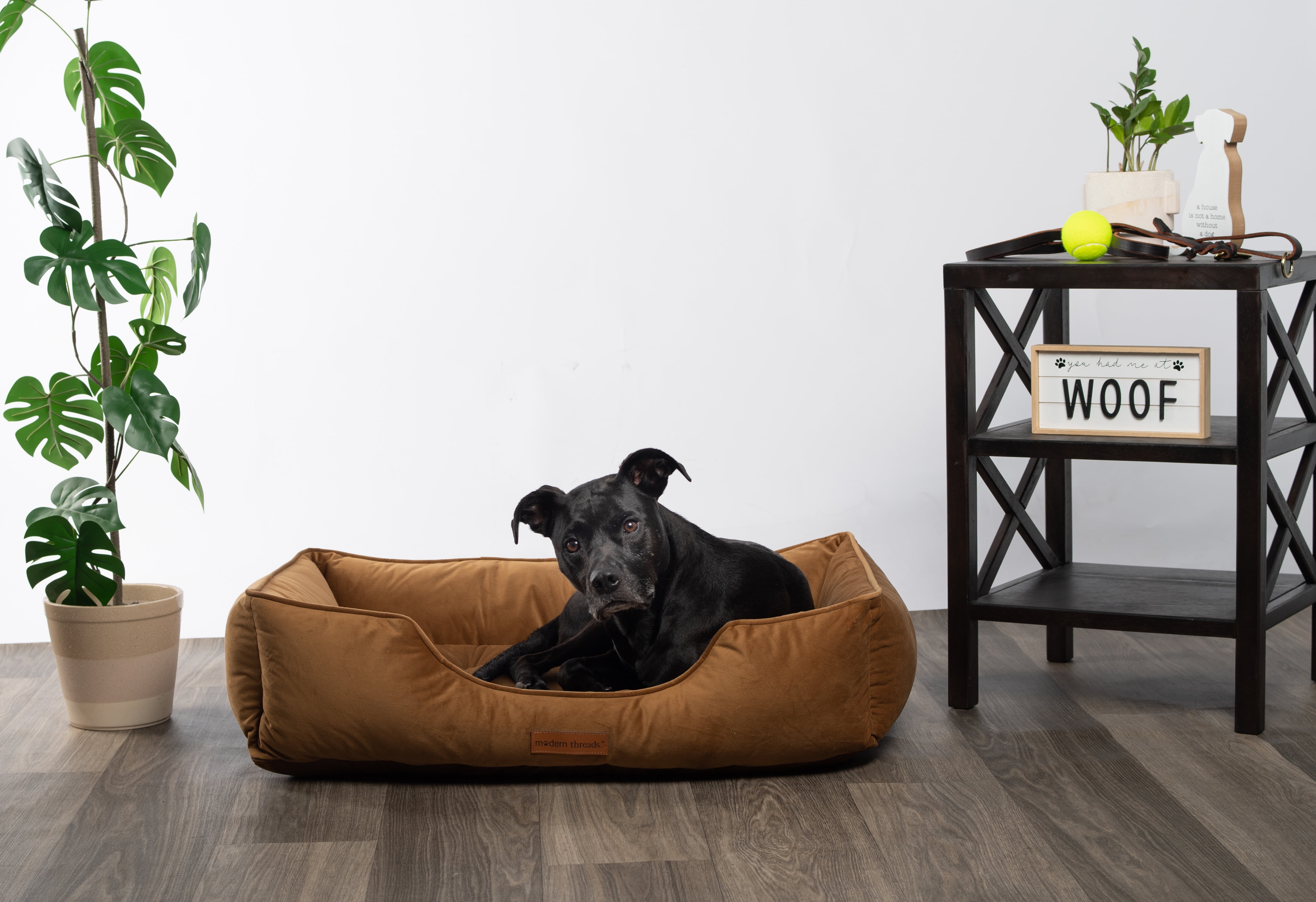 Modern Threads Large Luxury Velvet Tufted-Style Dog Bed, Caramel - Image 3
