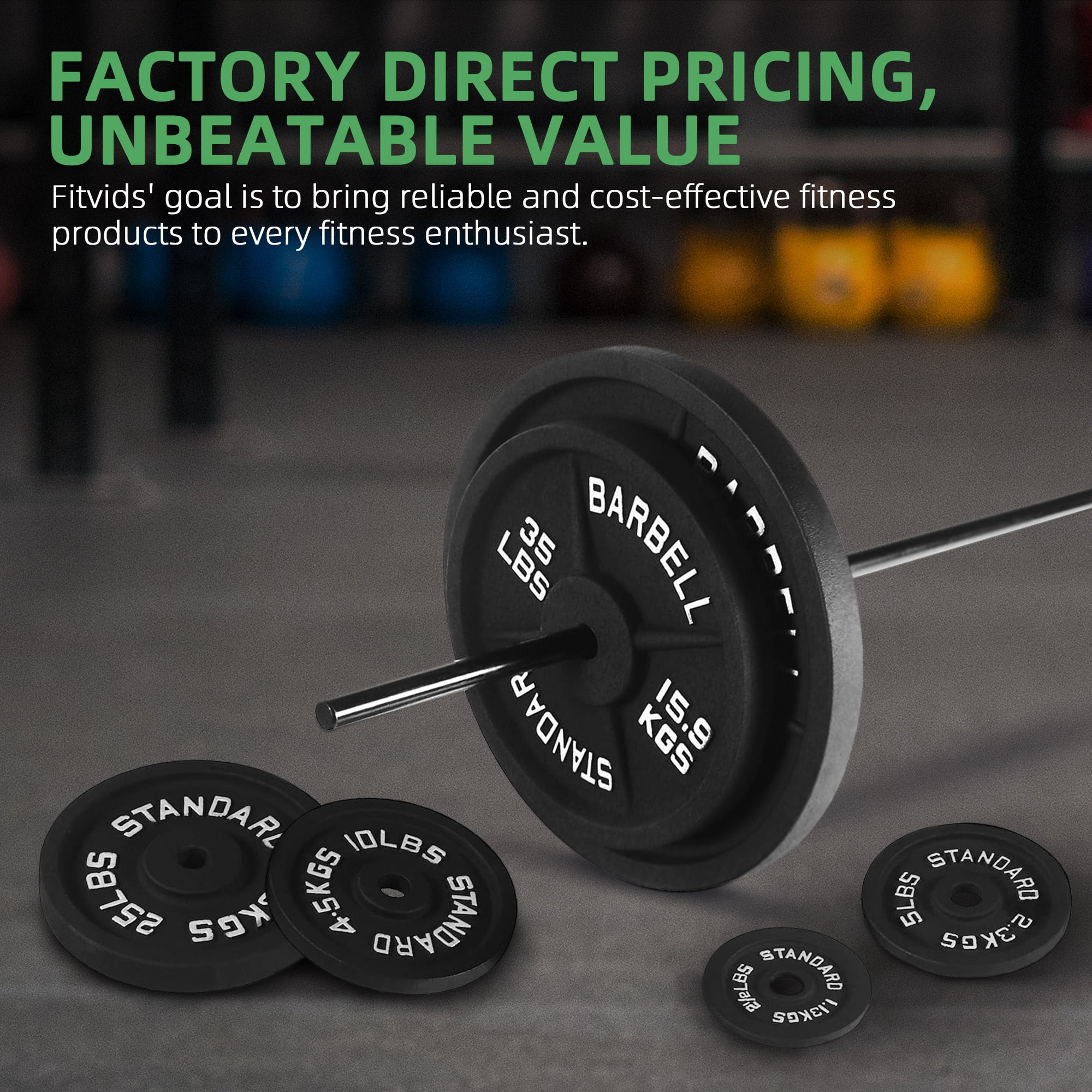 BalanceFrom Classic Cast Iron Weight Plates for Strength Training, 1-Inch, 45-Pound, Pair - Image 2