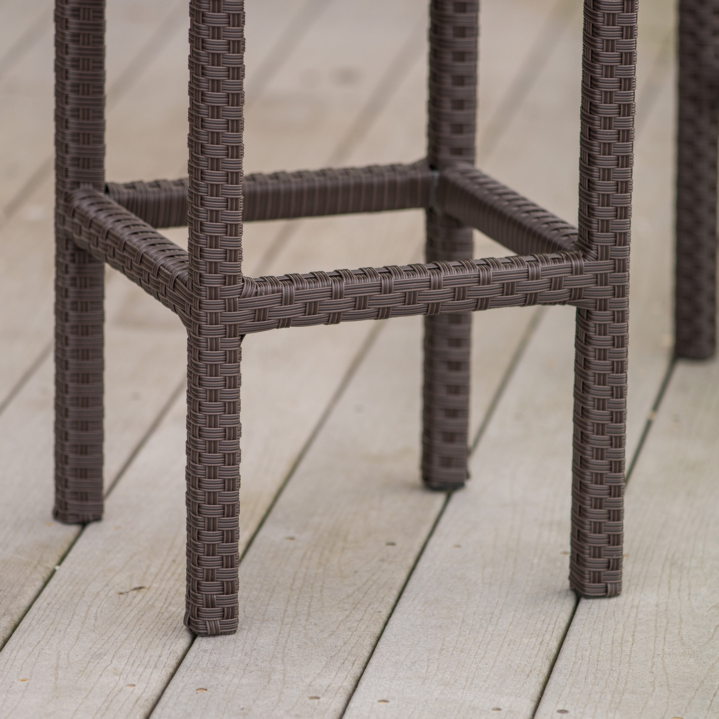 Outdoor Wicker Backless Bar Stool, Set of 2, Dark Brown - Image 5