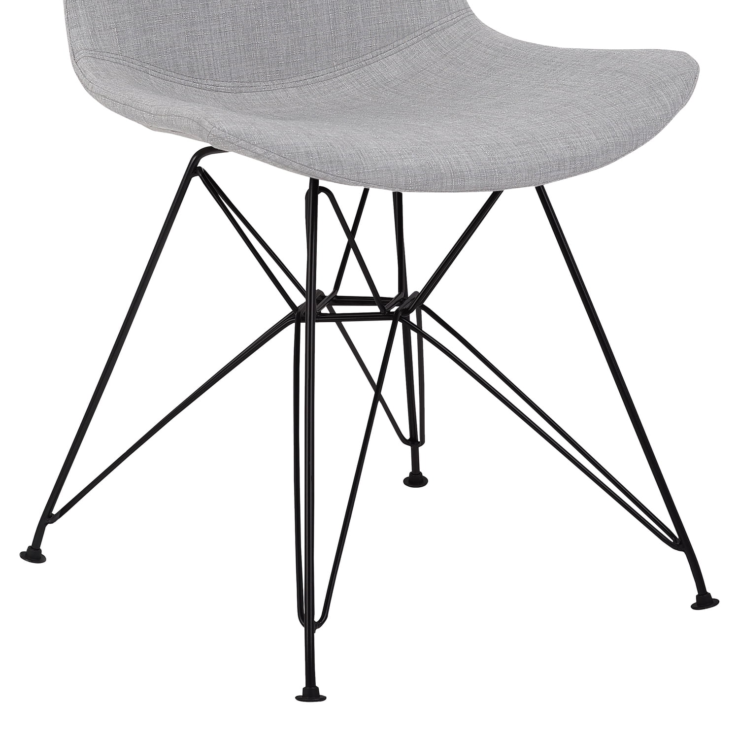Armen Living Palmetto Contemporary Dining Chair in Grey Fabric with Black Metal Legs - Image 4