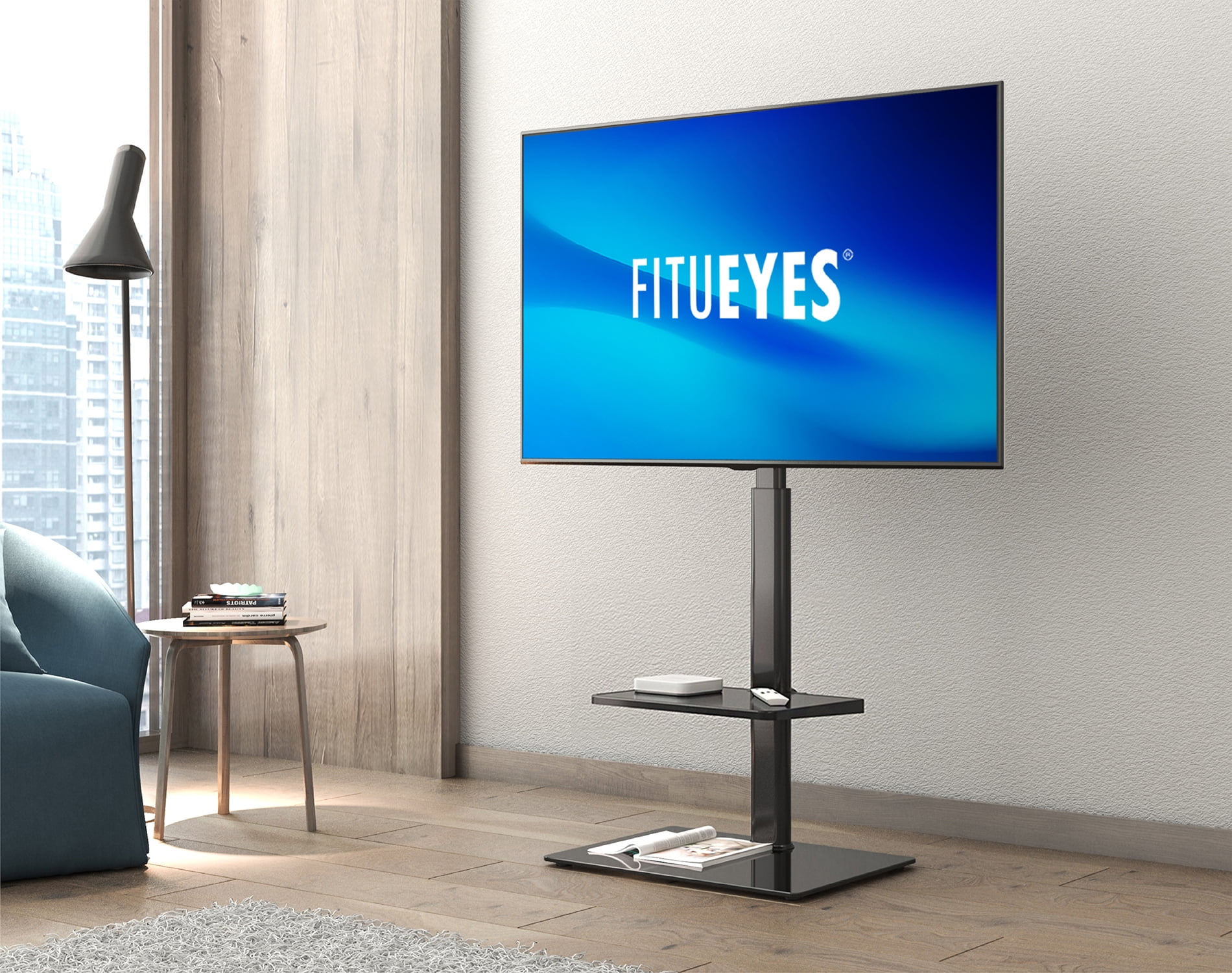 FITUEYES Floor TV Stand Mount with Swivel Bracket for TVs up to 60"/65", Black - Image 7