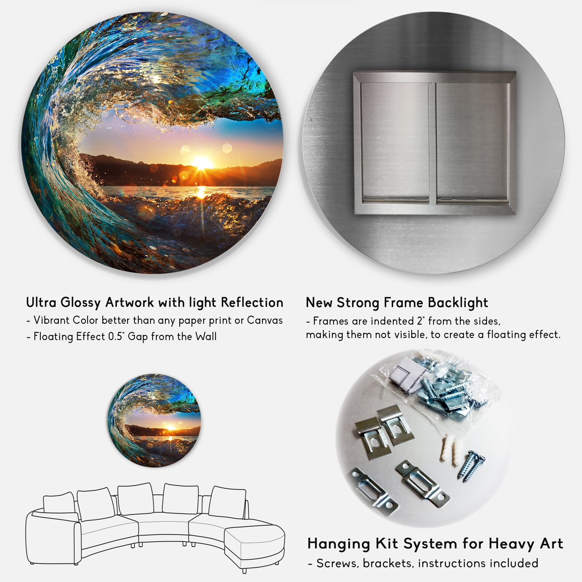 Colored Ocean Waves Falling Down 23 in x 23 in Photography Art Prints, by Designart - Image 4