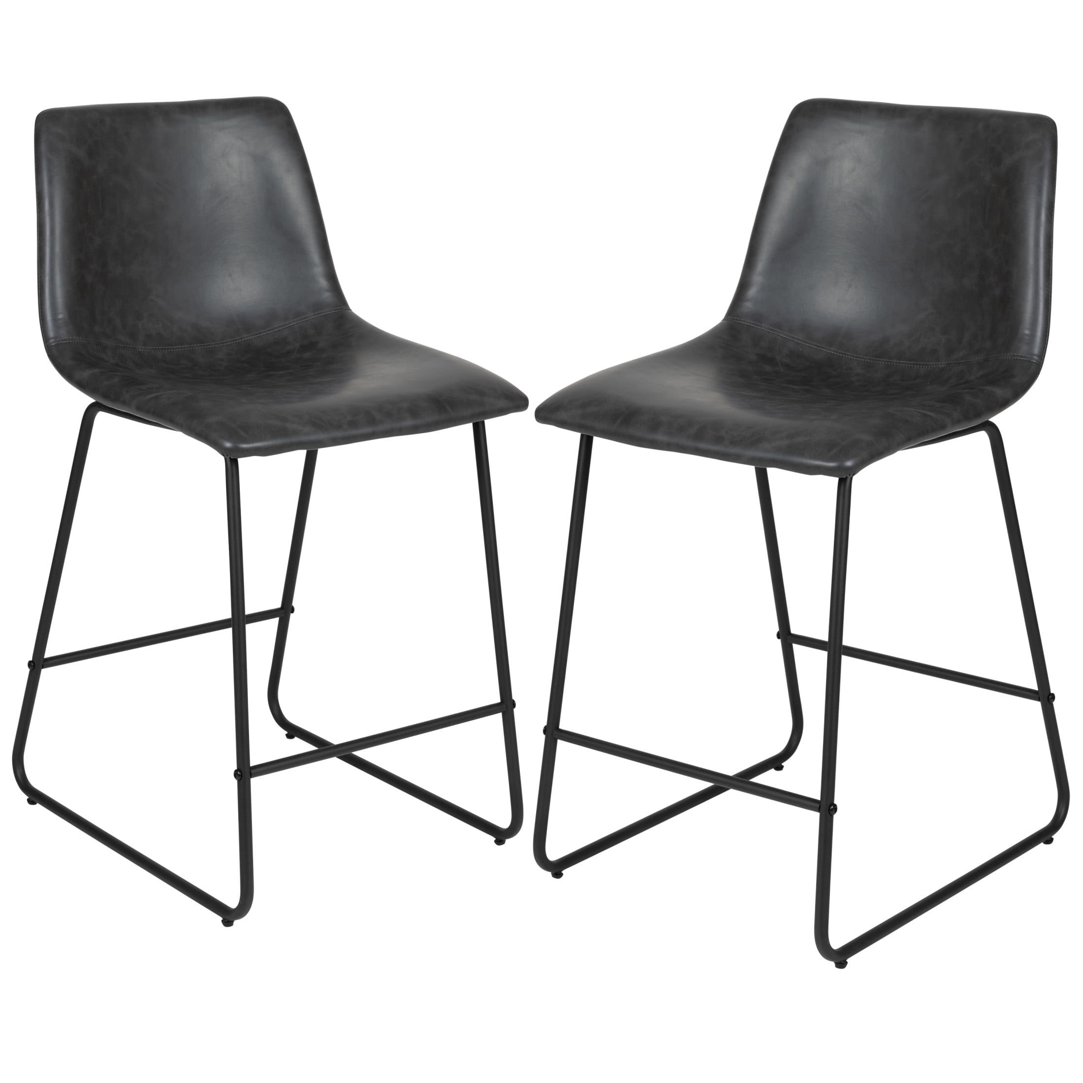 Flash Furniture Reagan 24" LeatherSoft Counter Height Stools with Footrest, Set of 2, Gray - Image 5