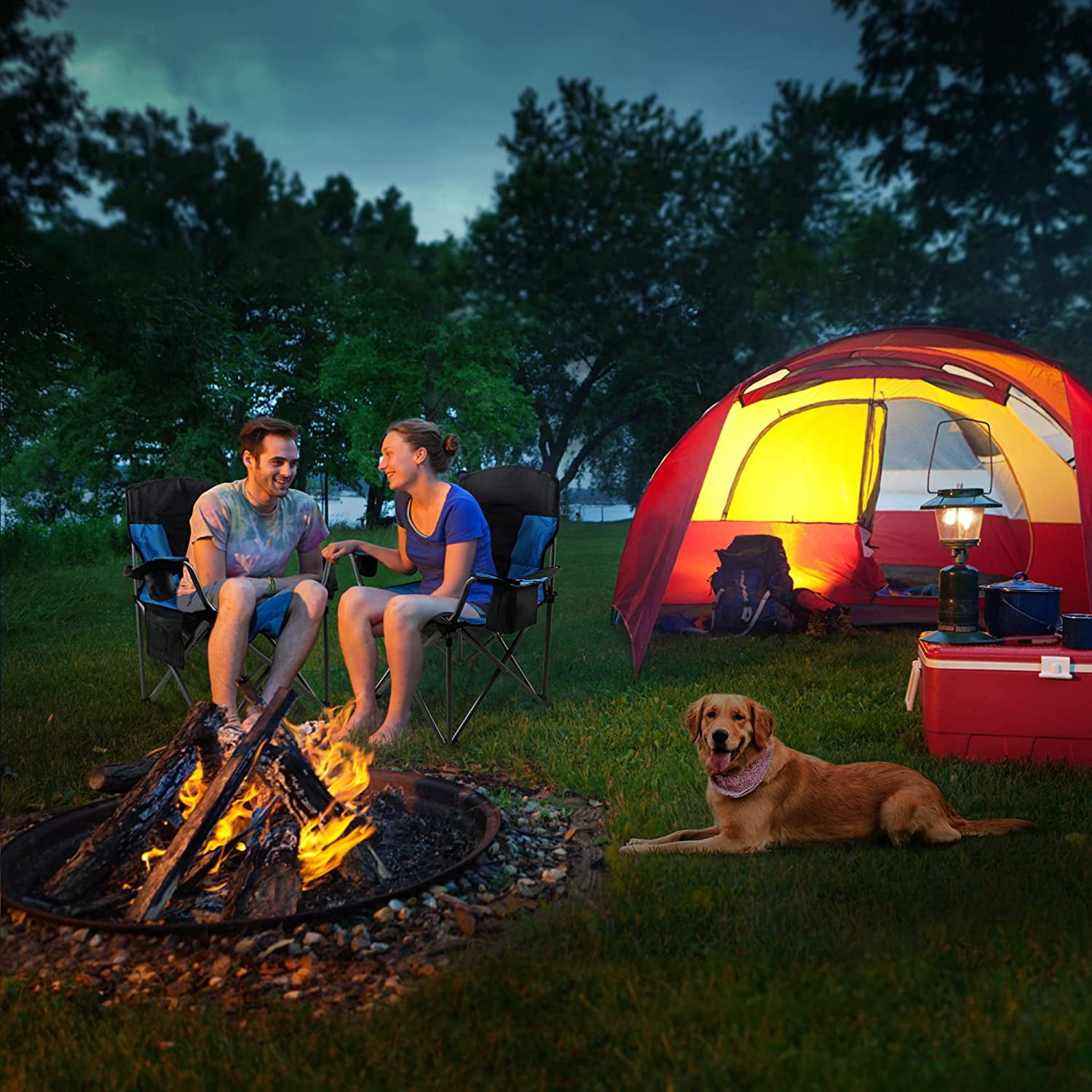 Extra Wide Beach Chair for Adults, Oversized Camping Chair 500lb with Armrest, Cooler Bag, Side Pocket, Cup Holder - Image 5