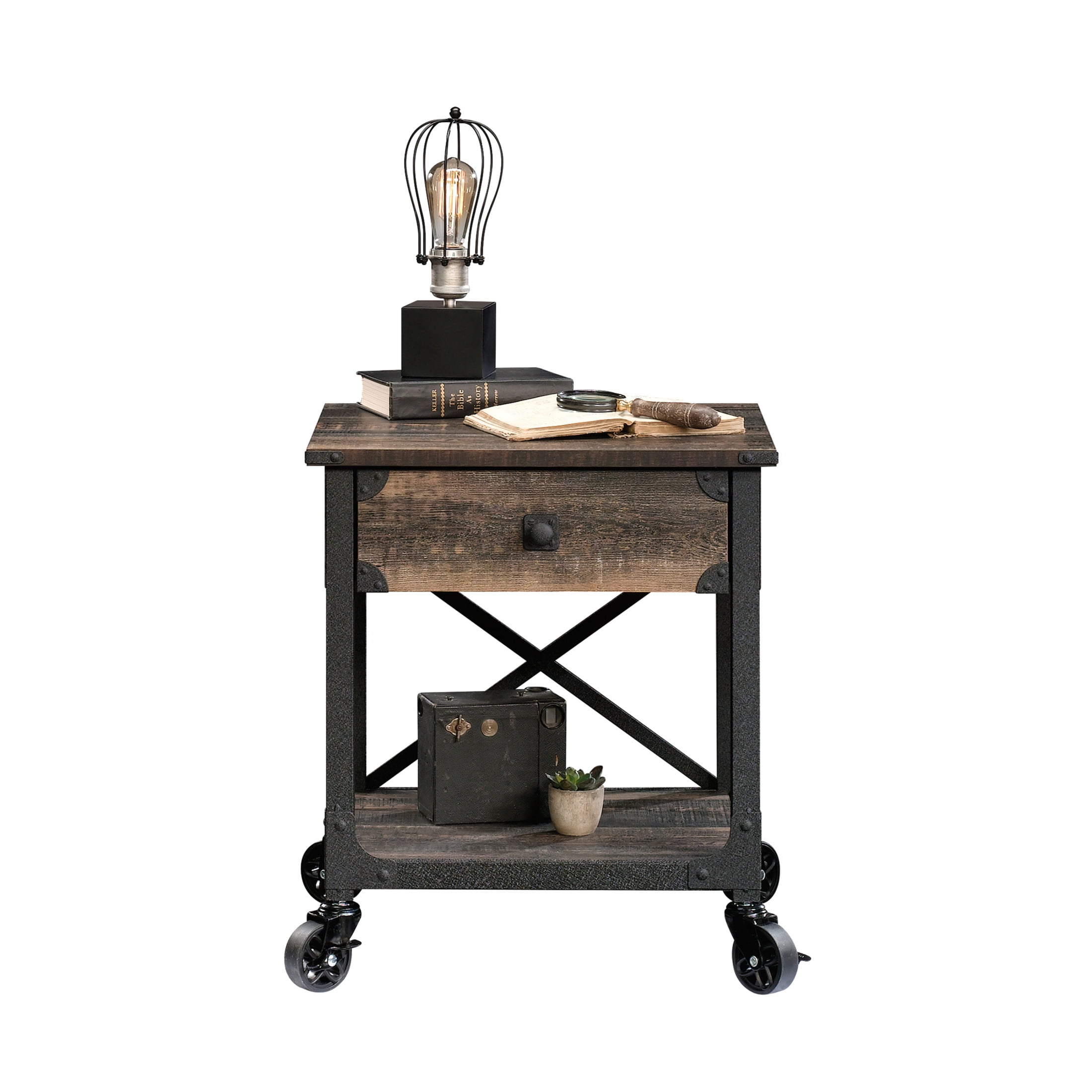 Sauder Steel River End Table, Carbon Oak Finish - Image 9