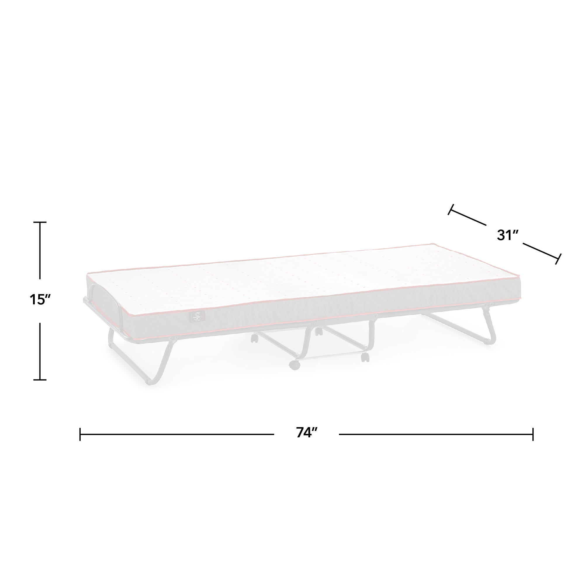 FirsTime Ciao Comfort Folding Bed, Italian Crafted, Dark Gray, 74 x 31 x 15, (70025) - Image 6