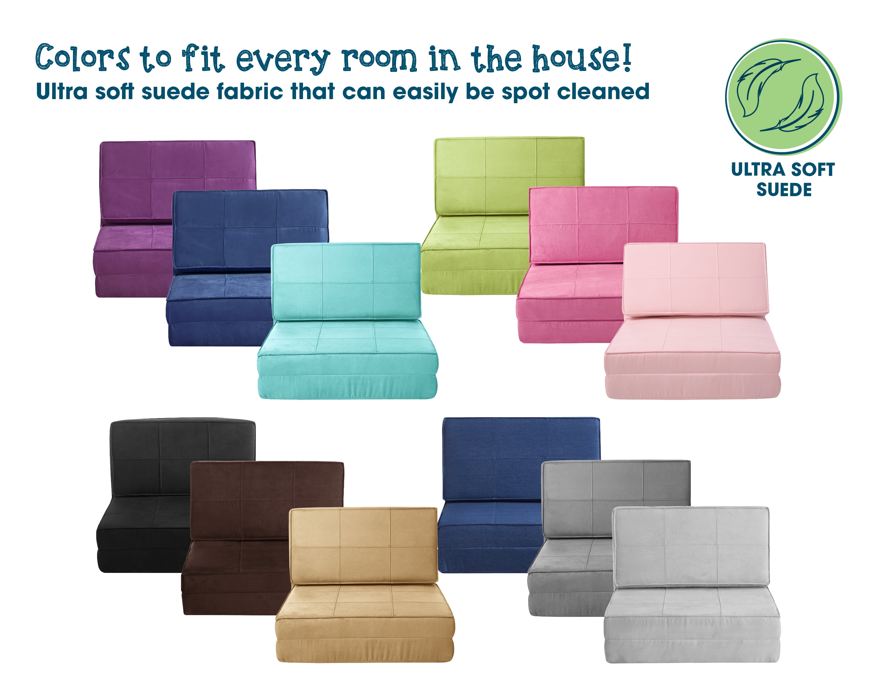 Your Zone Ultra Soft Suede 3 Position Convertible Flip Lounge Chair, Racy Pink - Image 3