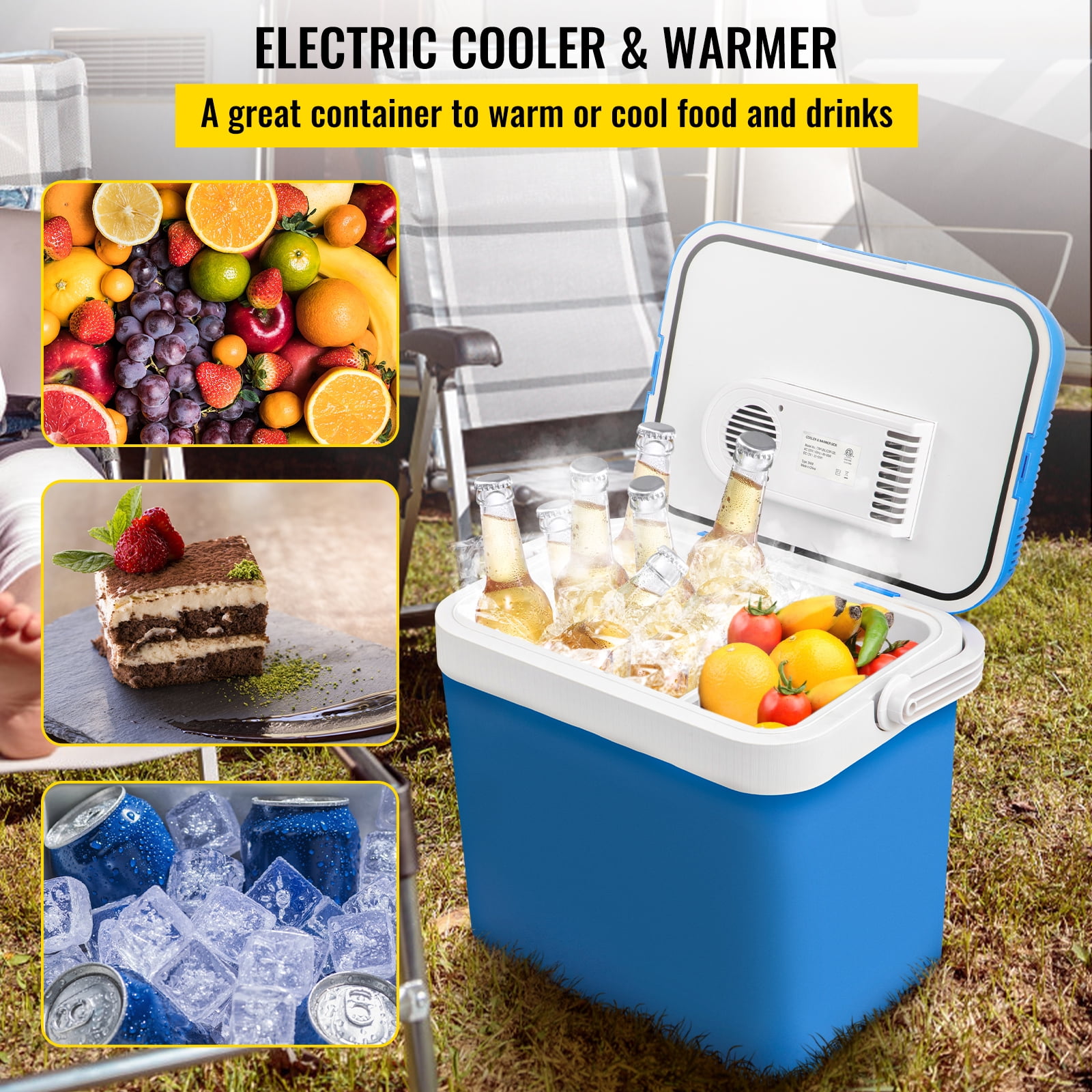 VEVOR Electric Cooler and Warmer, 34 Quart Portable Thermoelectric Fridge, Plug in Refrigerator with Collapsible Handle, 110V AC Home Power Cord & 12V Car Adapter for Camping Travel & Picnics - Image 9