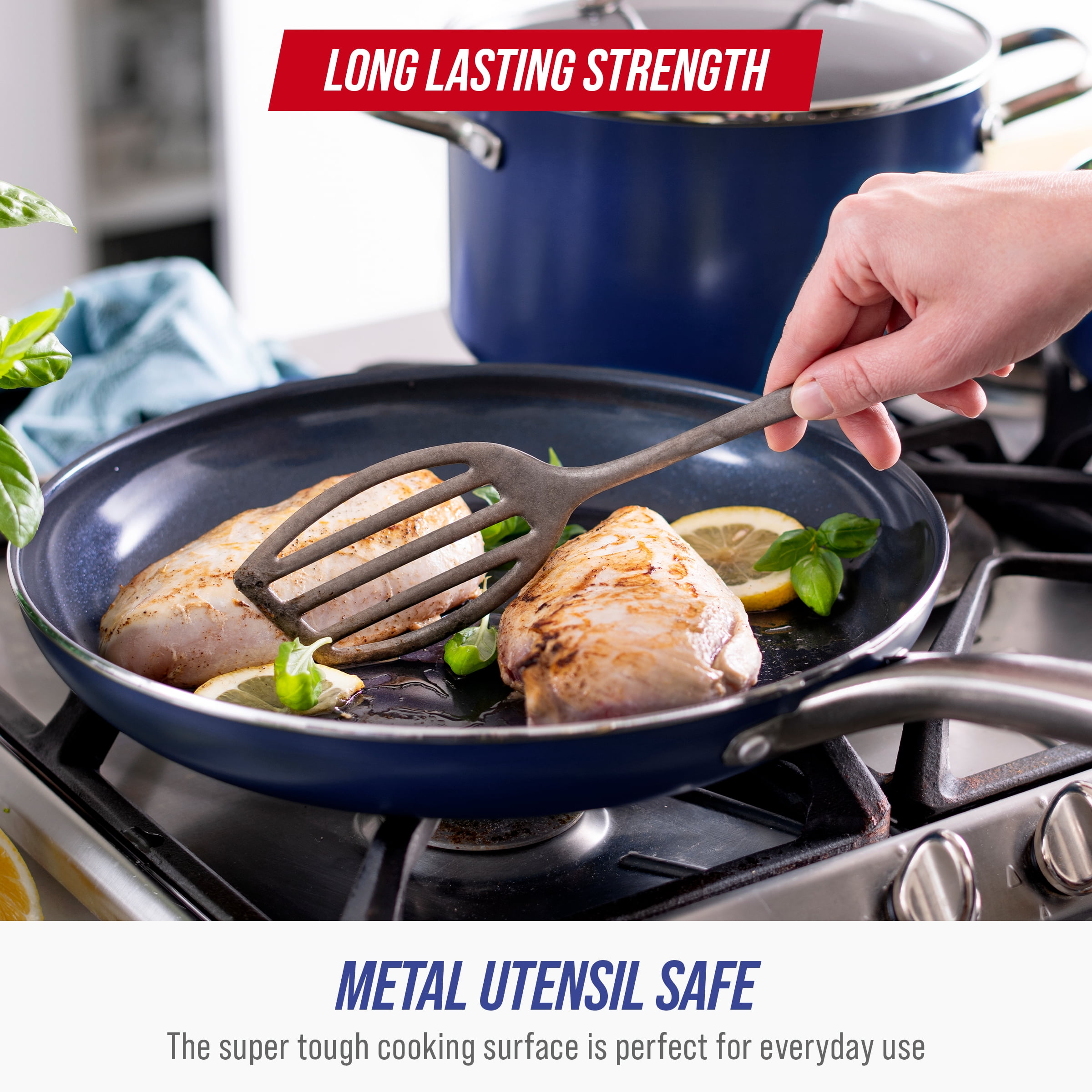 Blue Diamond 12-Piece Ceramic Nonstick Cookware Set – Toxin-Free, Dishwasher Safe, Oven Safe, Nonstick - Image 6