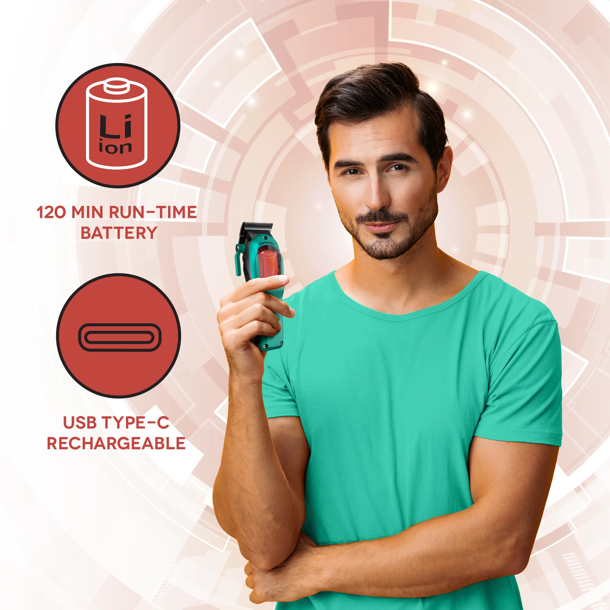 GAMMA+ Boosted Up Professional Cordless Hair Clipper, Super Torque Motor, Modular, Multi Colored - Image 8