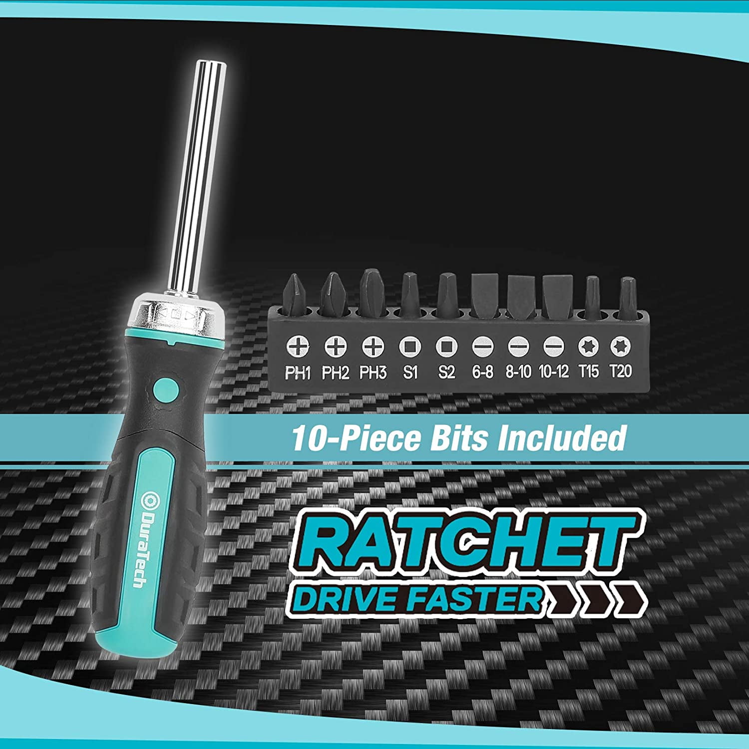 DURATECH 93 Piece Mechanics Tool Set, SAE/ Metric Drive Socket Set(1/4 inch and 3/8 inch) with Ratchiet Handle Spark Plug Magnetic Biti Driver and Tool Accessories Set - Image 6