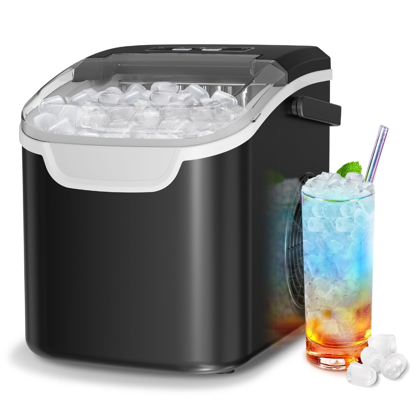 Auseo 26 lbs/24H Countertop Ice Maker Machine, S/L Sizes, 8 Bullet-Shaped Ice in 6 Min, Auto-Cleaning, Black - Image 5