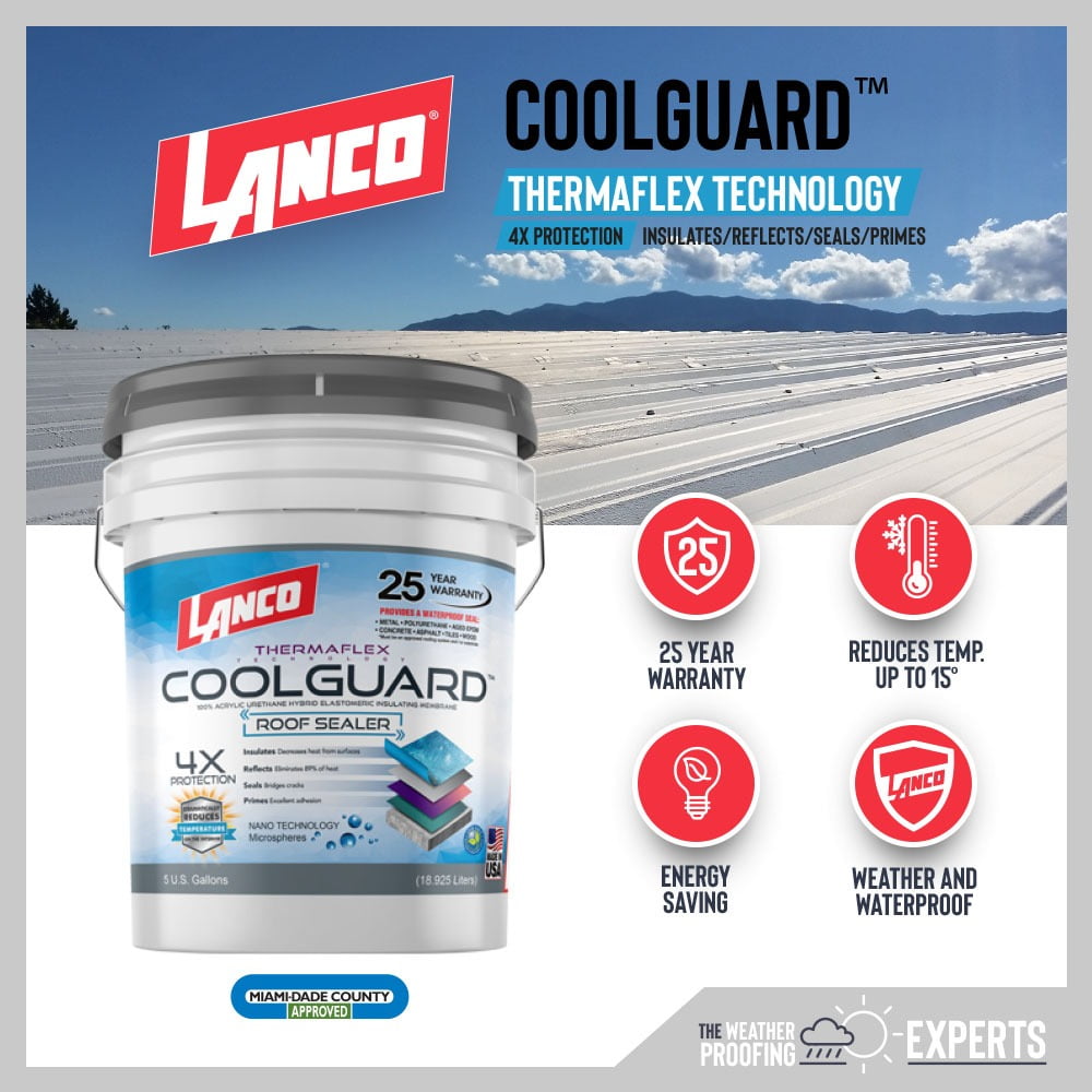 Lanco Coolguard, White Elastomeric Roof Coating, 1 Gal - Image 3