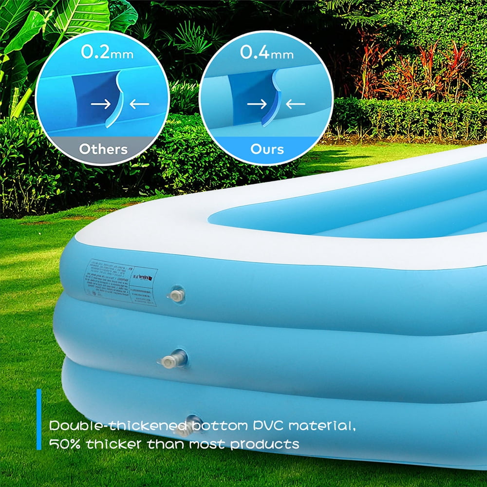 Rectangular Inflatable Pool Sturdy Blow Up Pool for Kids, Adults, Family, 9.84 x 6 x 1.97 ft - Image 7