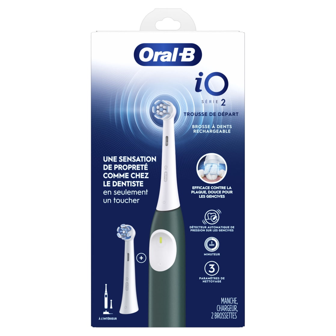 Oral-B iO Series 2 Rechargeable Electric Powered Toothbrush Starter Kit, Forest Green with 2 Brush Heads - Automatic Pressure Sensor to Protect Gums - 3 Modes - 2 Min Timer - Image 14