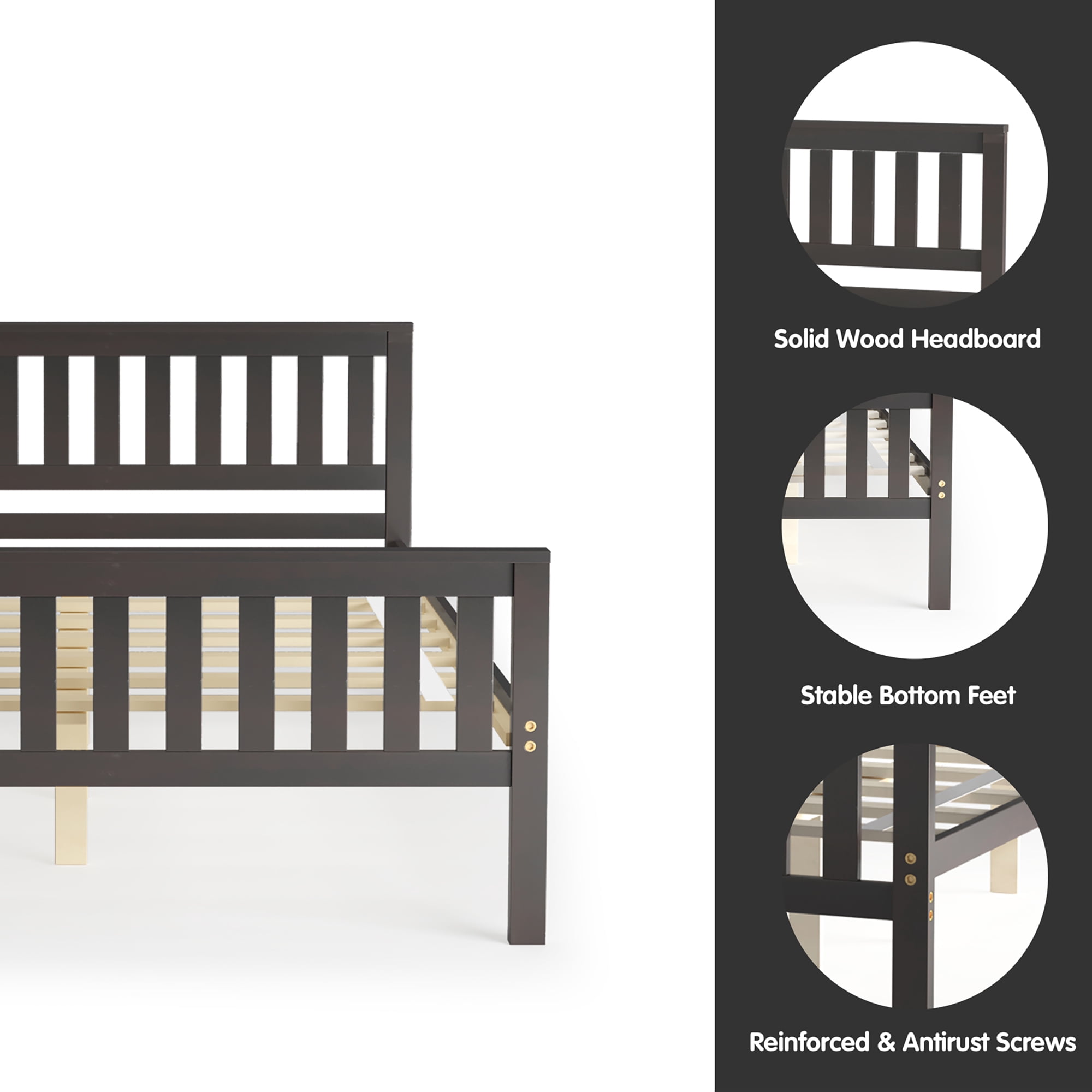 Costway Full Wood Platform Bed with Headboard and Footboard Mattress Foundation - Image 3