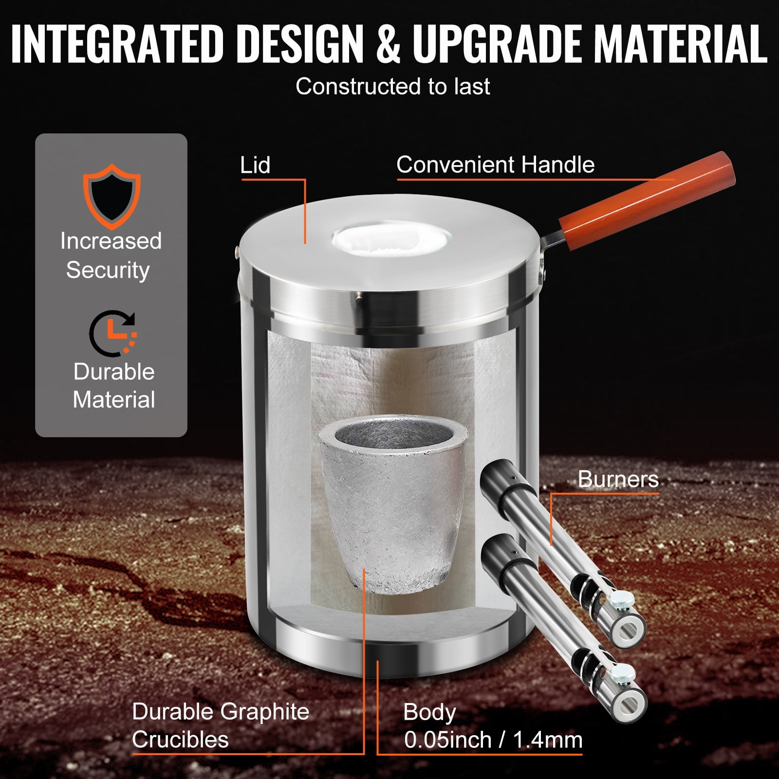 KFFKFF Propane Fueled Furnace Set, Home Foundry with 12KG Maximum Capacity, Stainless Steel Smelting Device, Blacksmith Forge Including Crucible and Tongs, Ideal for Metal Scrap Recycling and Casting - Image 2