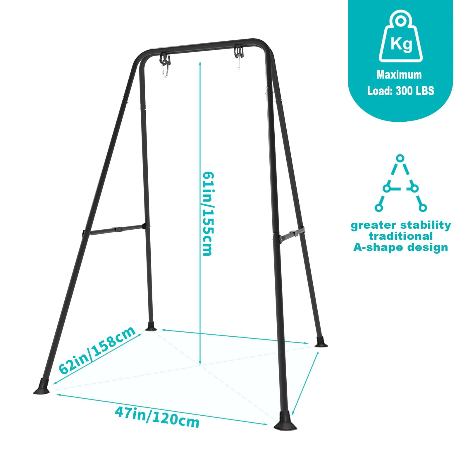 G TALECO GEAR Foldable Swing Stand for Kids, Toddler Swing Sets for Backyard, Outdoor Metal Swing Frame for Baby Swings, Black - Image 3