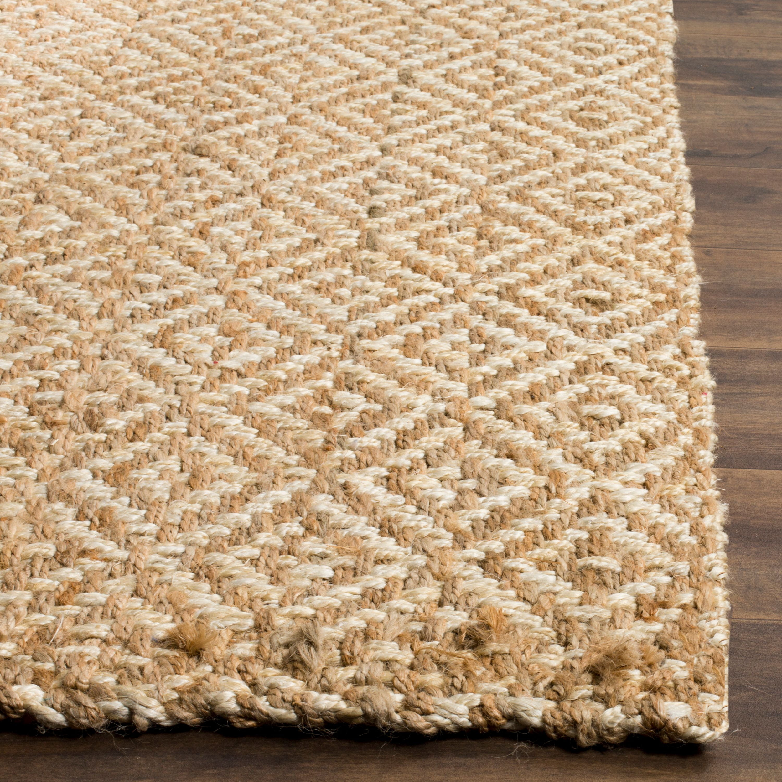 SAFAVIEH Natural Fiber Tashi Geometric Diamond Braided Jute Area Rug, Ivory/Natural, 5'x8' - Image 3