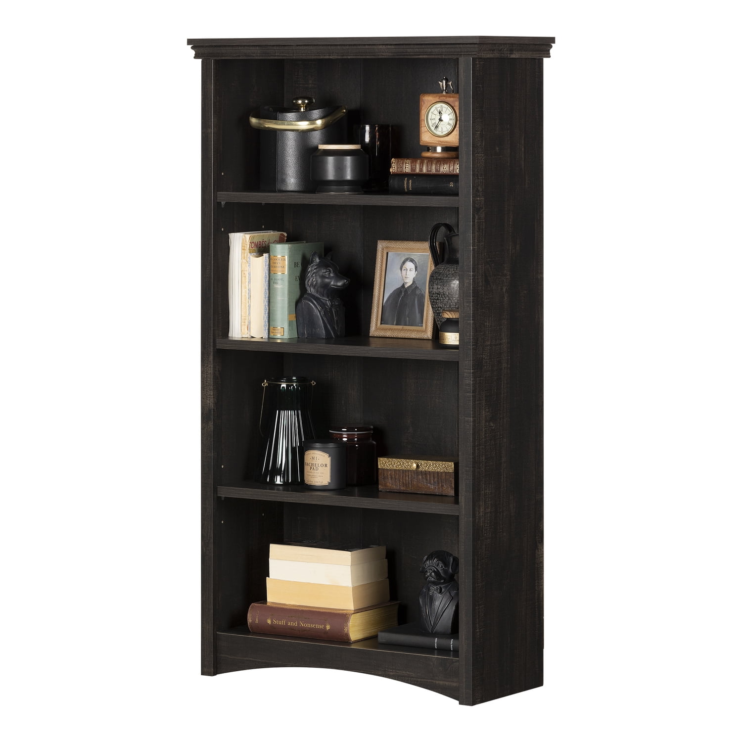 Gascony 4-Shelf Bookcase-Rubbed Black-South Shore - Image 5