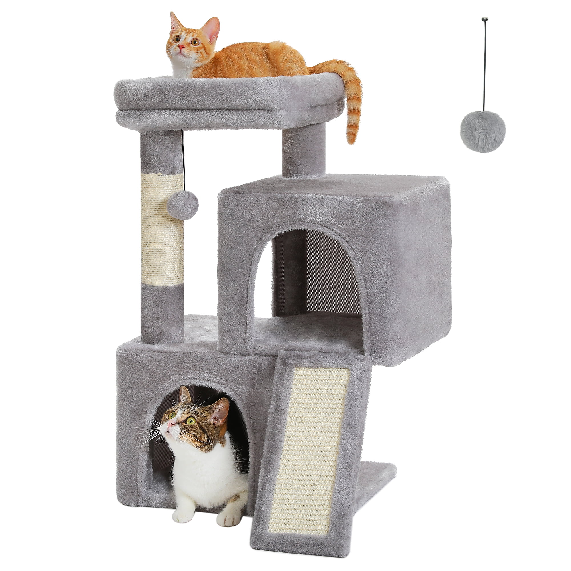 PAWZ Road 30" Cat Tree Condo with Sisal Scratcing Post Tower Ramp for Indoor Catss, Gray - Image 7